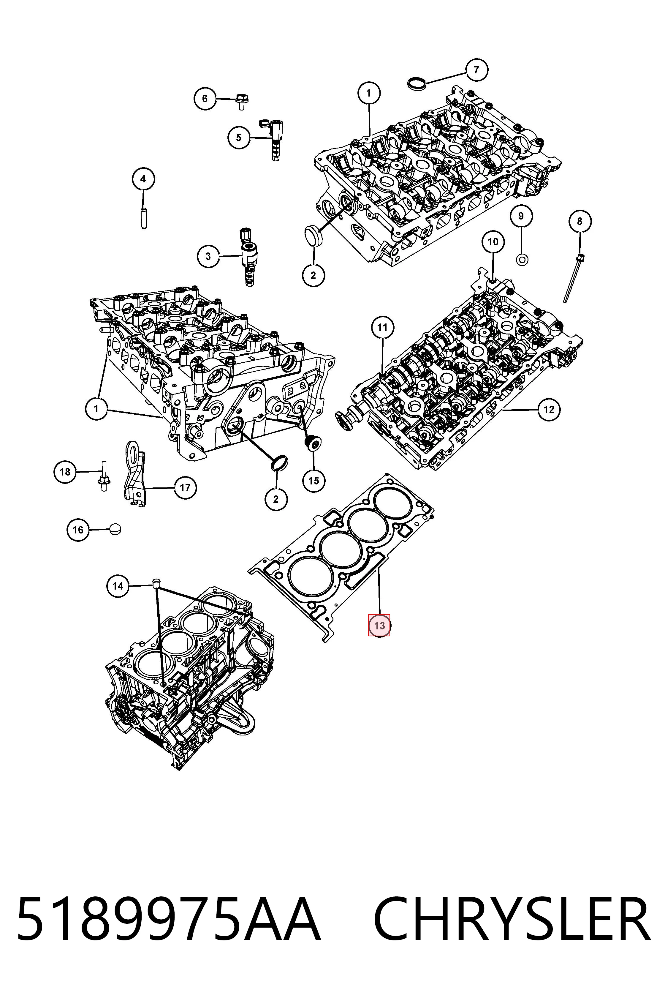 Junta de culata 5189975AA CHRYSLER