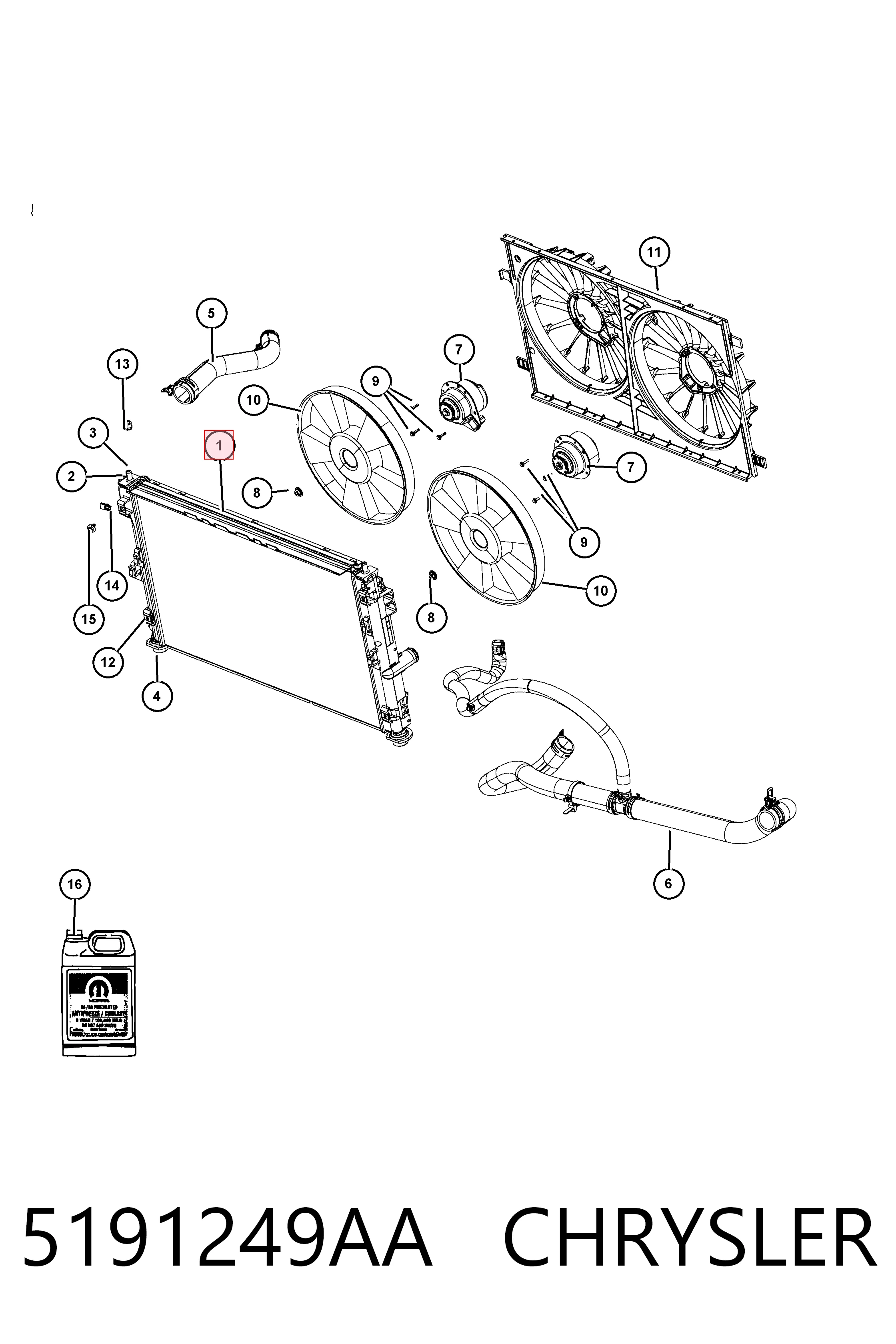 Radiador de água Fiat/Alfa/Lancia K68004049AB