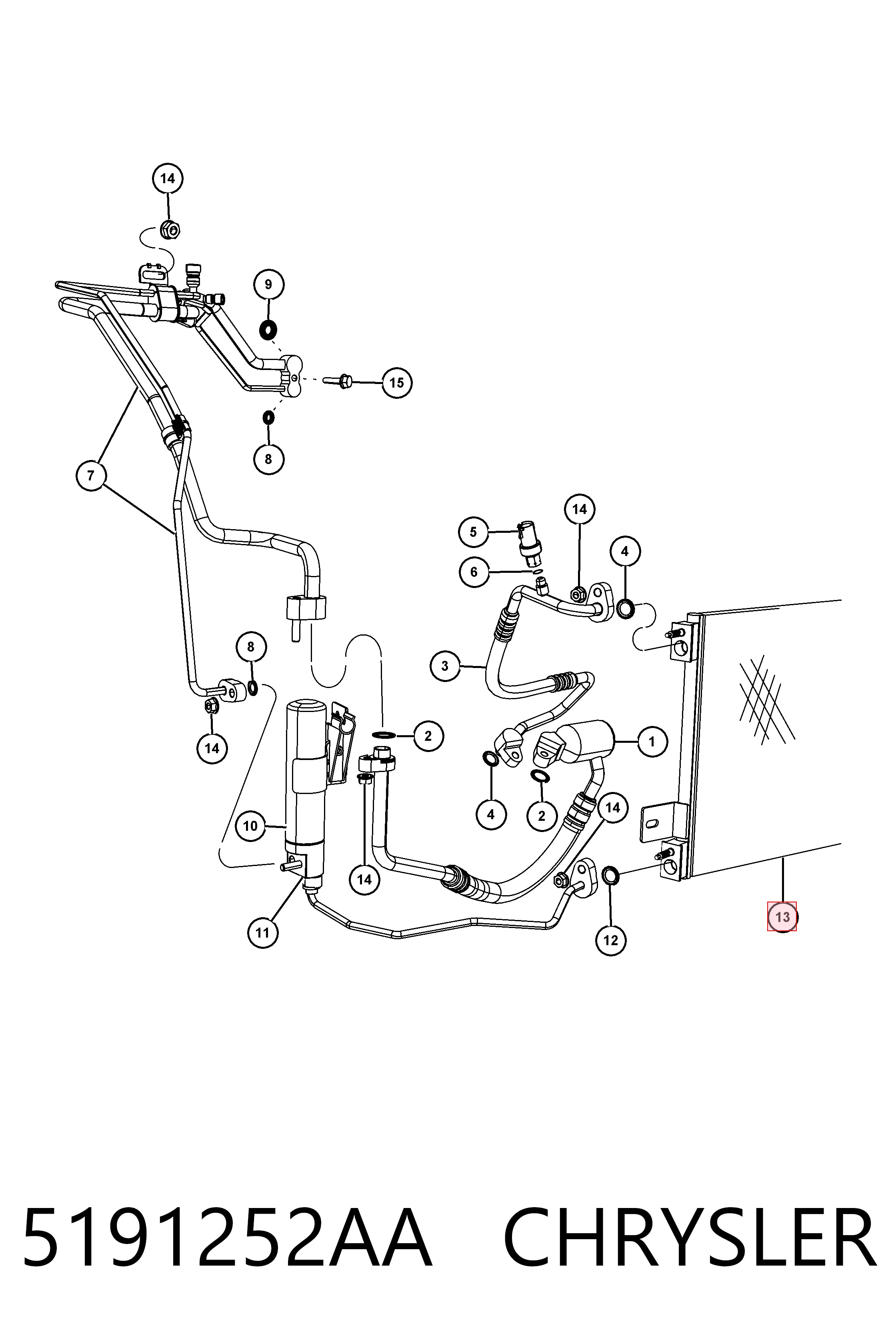 5191252AA Chrysler Radiador de aire acondicionado