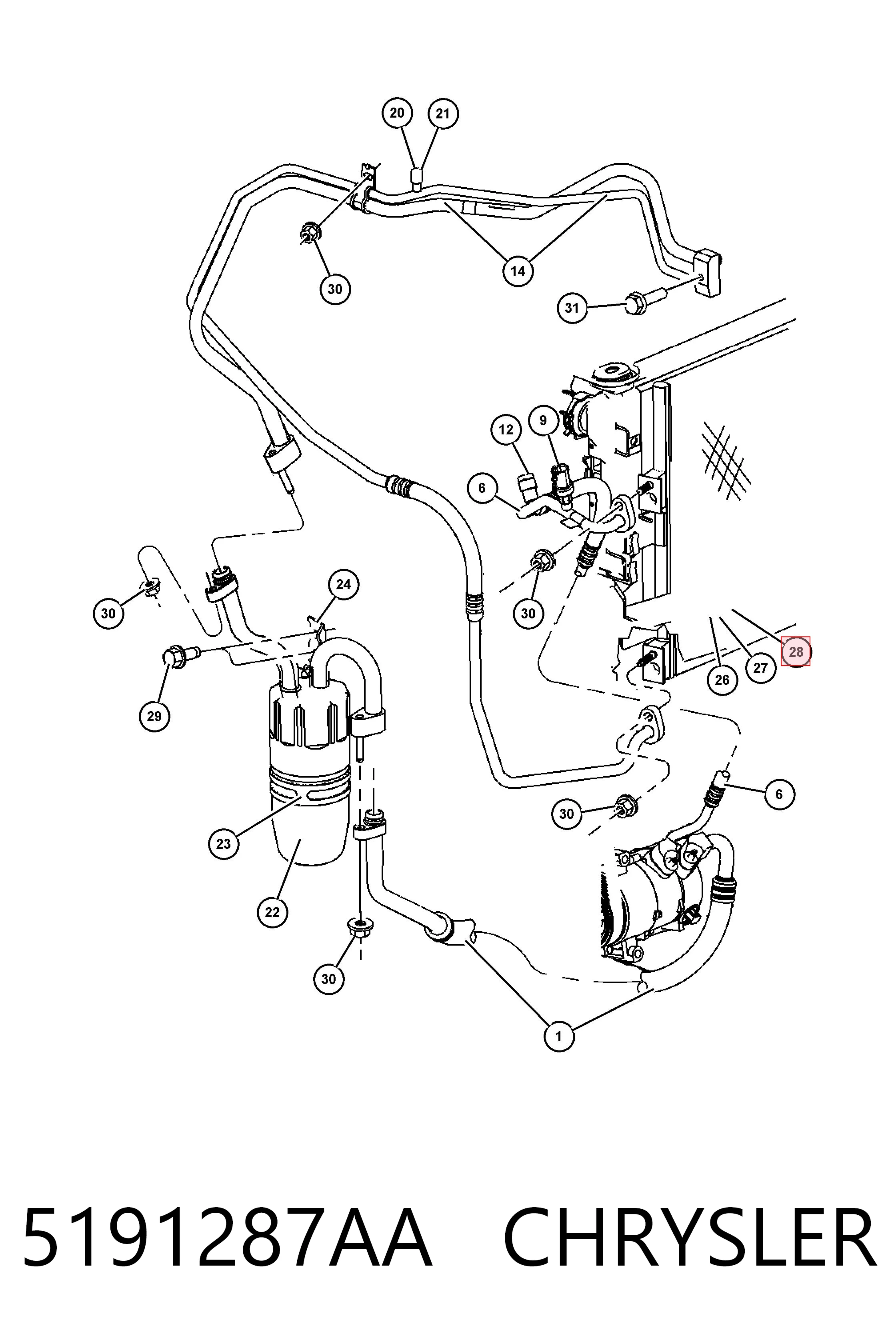Comprar K05191287AB Fiat/Alfa/Lancia Condensador de aire acondicionado