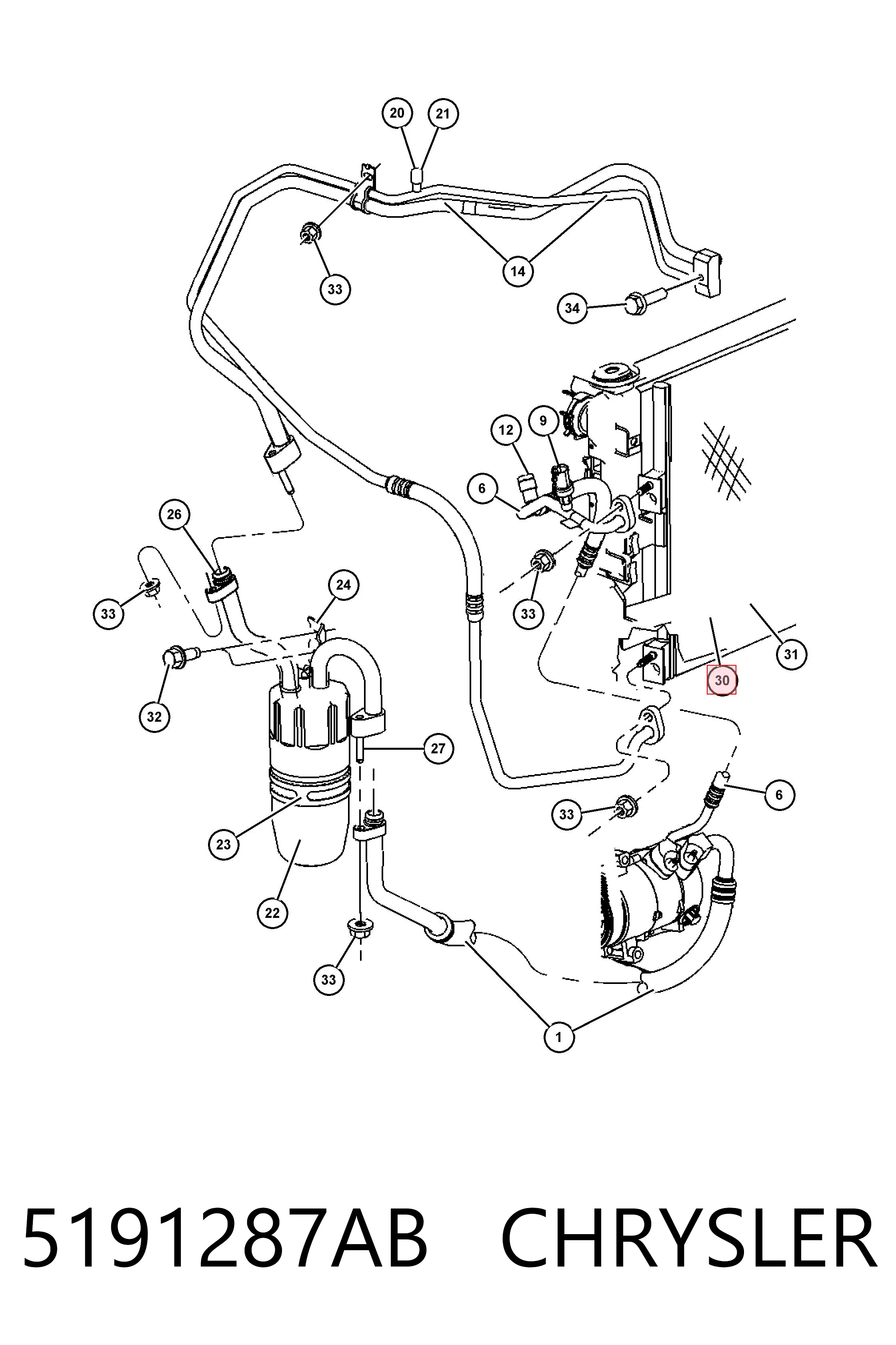 Condensador aire acondicionado K05191287AB Fiat/Alfa/Lancia