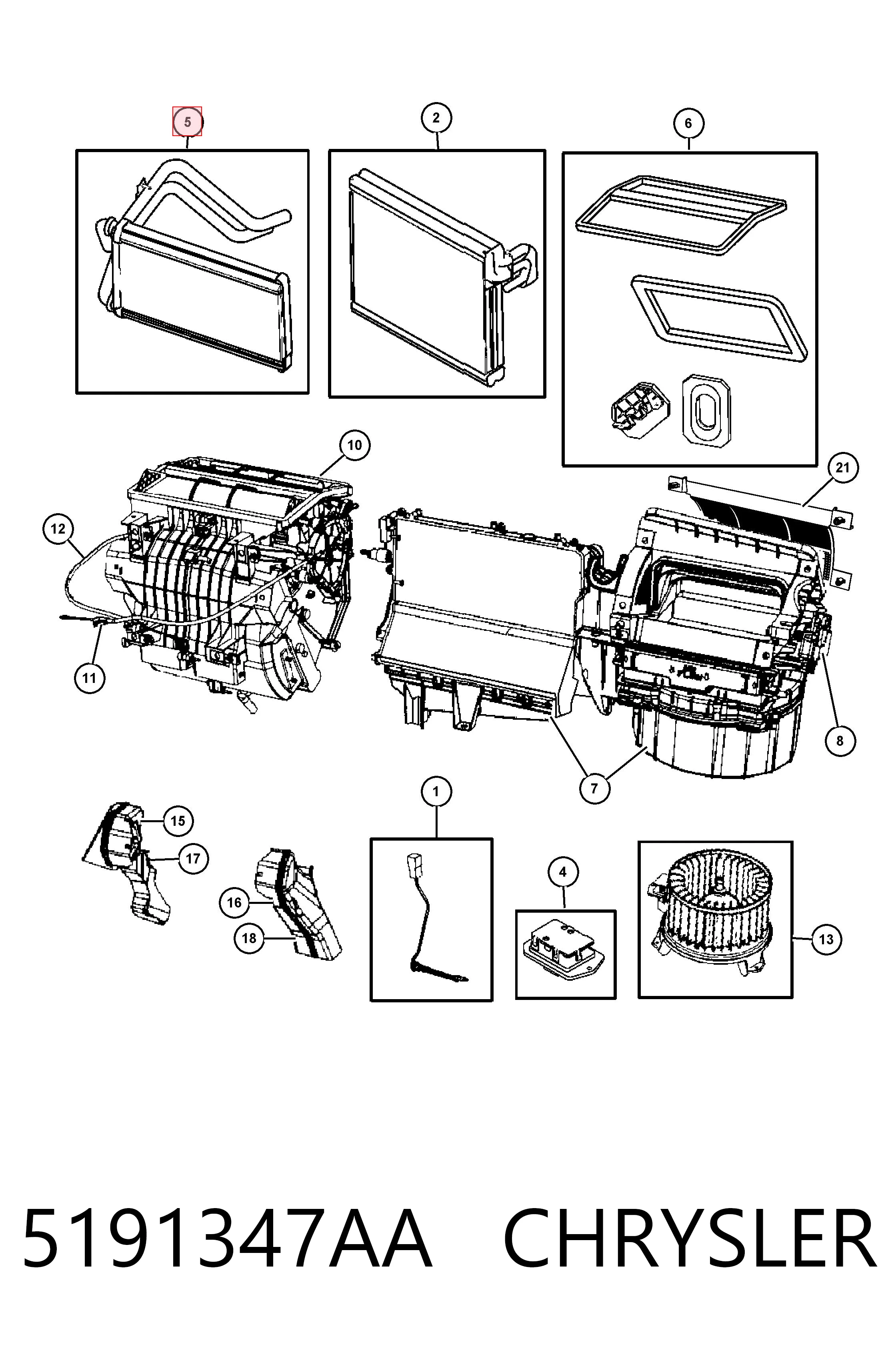 5191347AA Chrysler Radiador interior