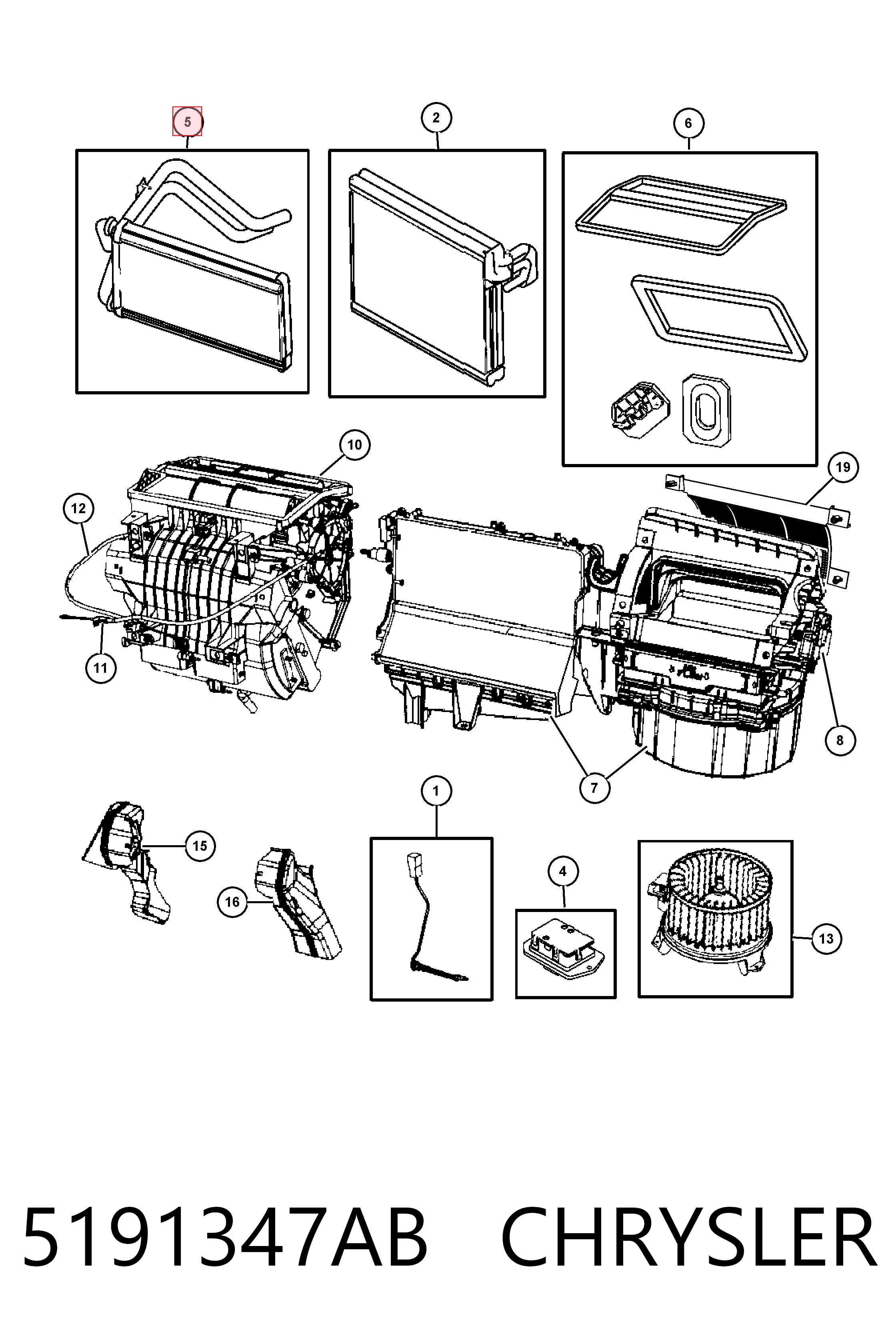 5191347AB Chrysler Radiador interior