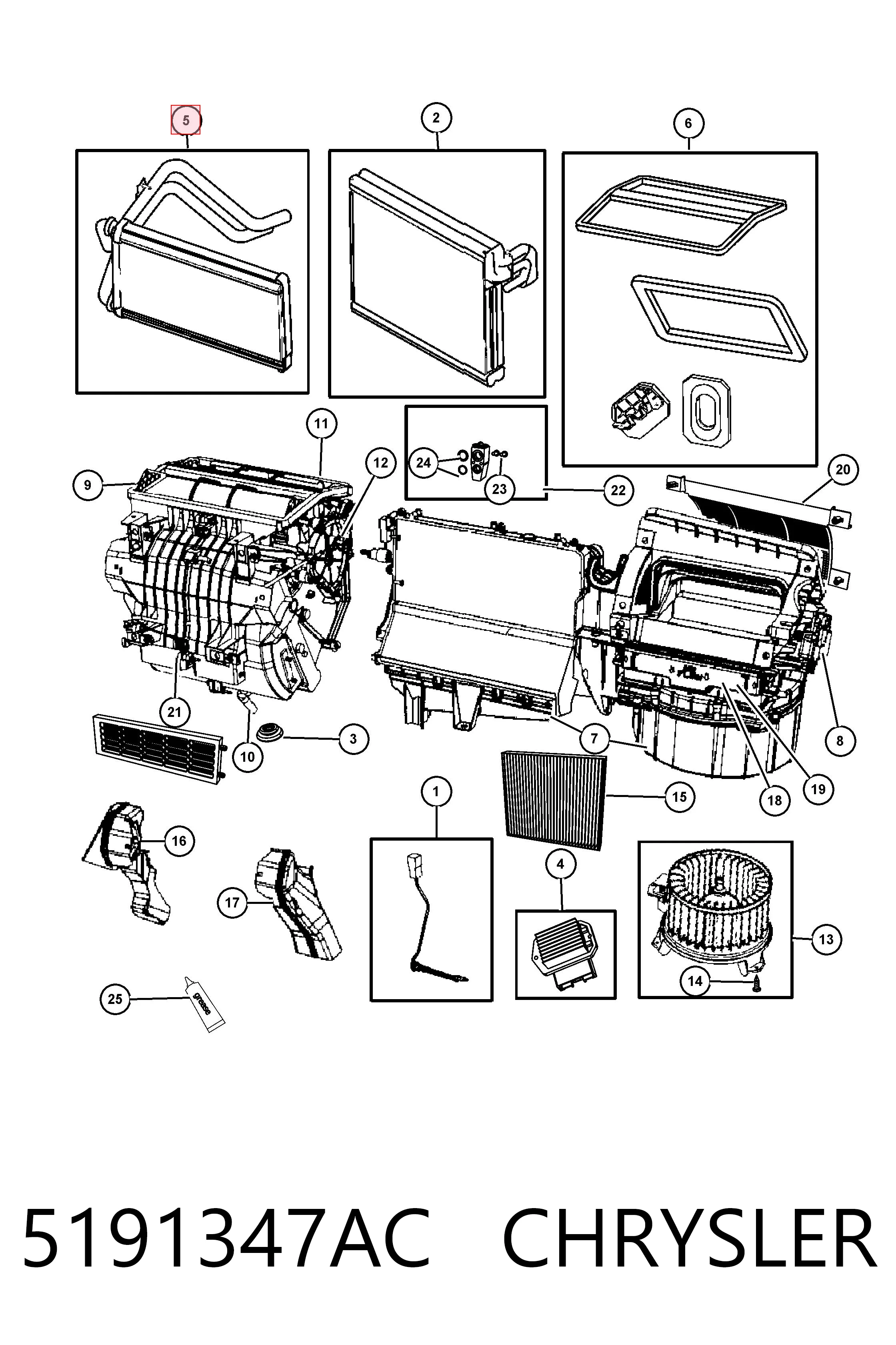 5191347AC Chrysler Radiador interior