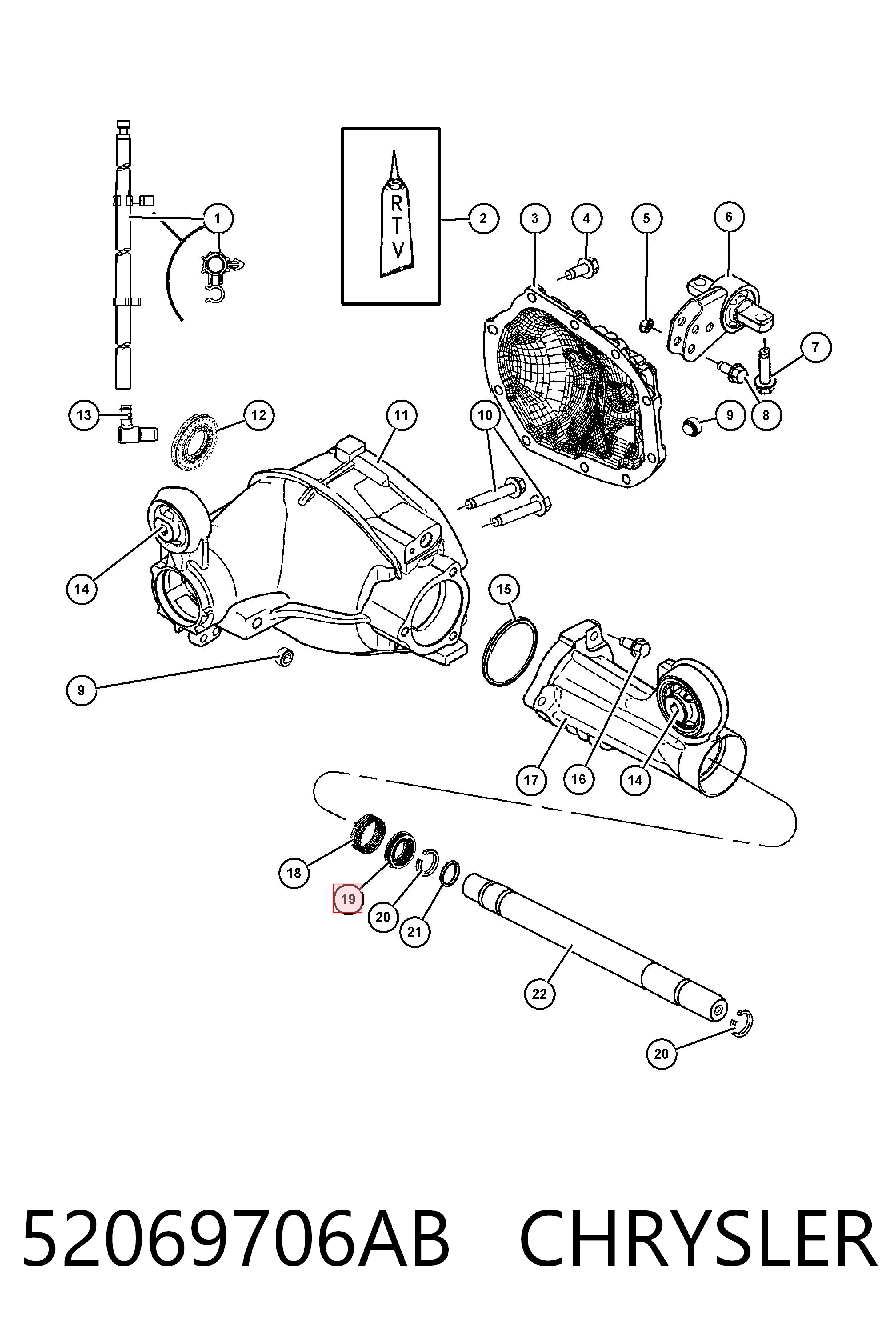 52069706AB Chrysler Retén del semieje delantero