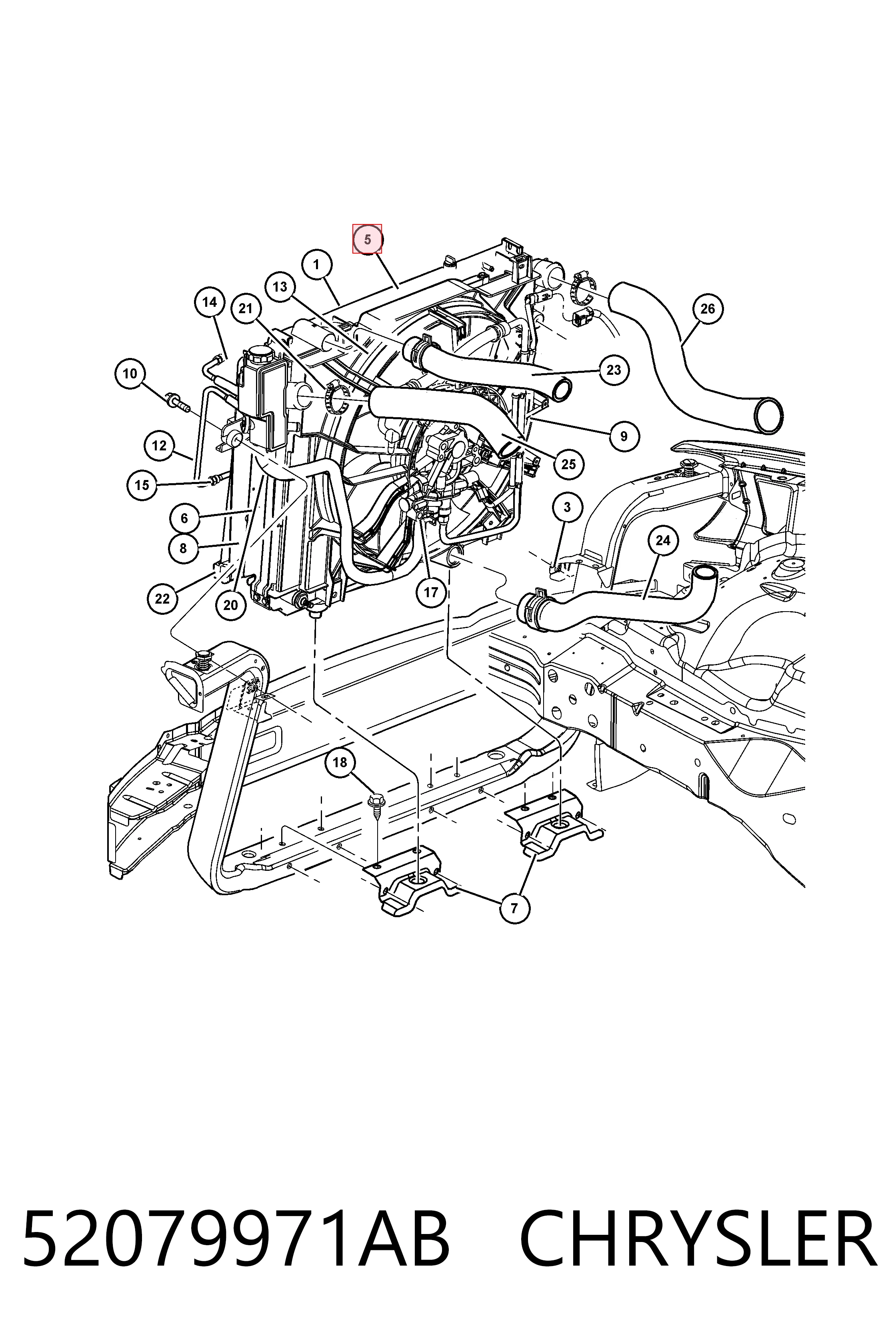 Radiador de refrigeración del motor 52079971AB CHRYSLER