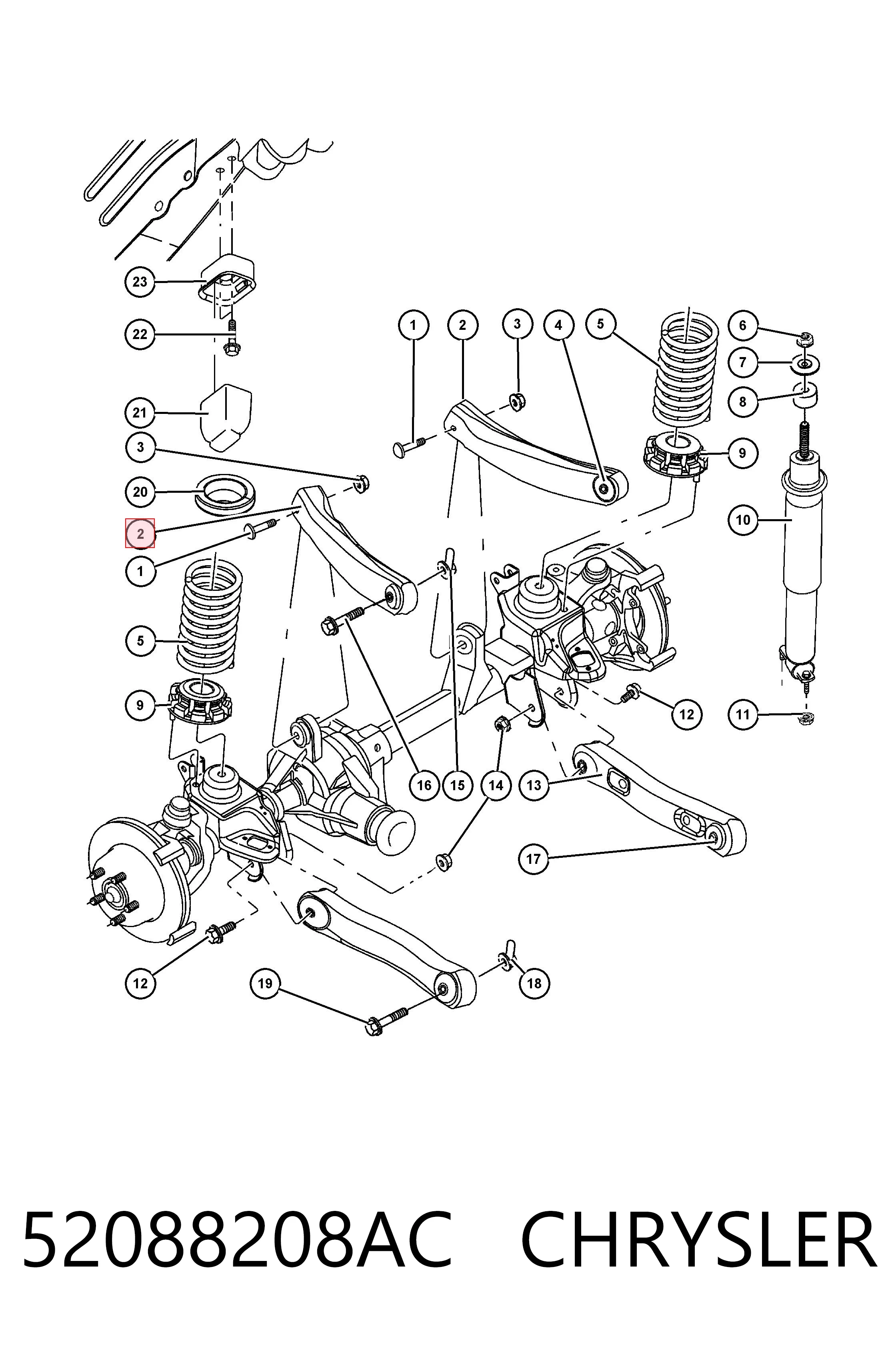 Brazo superior izquierdo/derecho de suspensión delantera K52088208AB Fiat/Alfa/Lancia