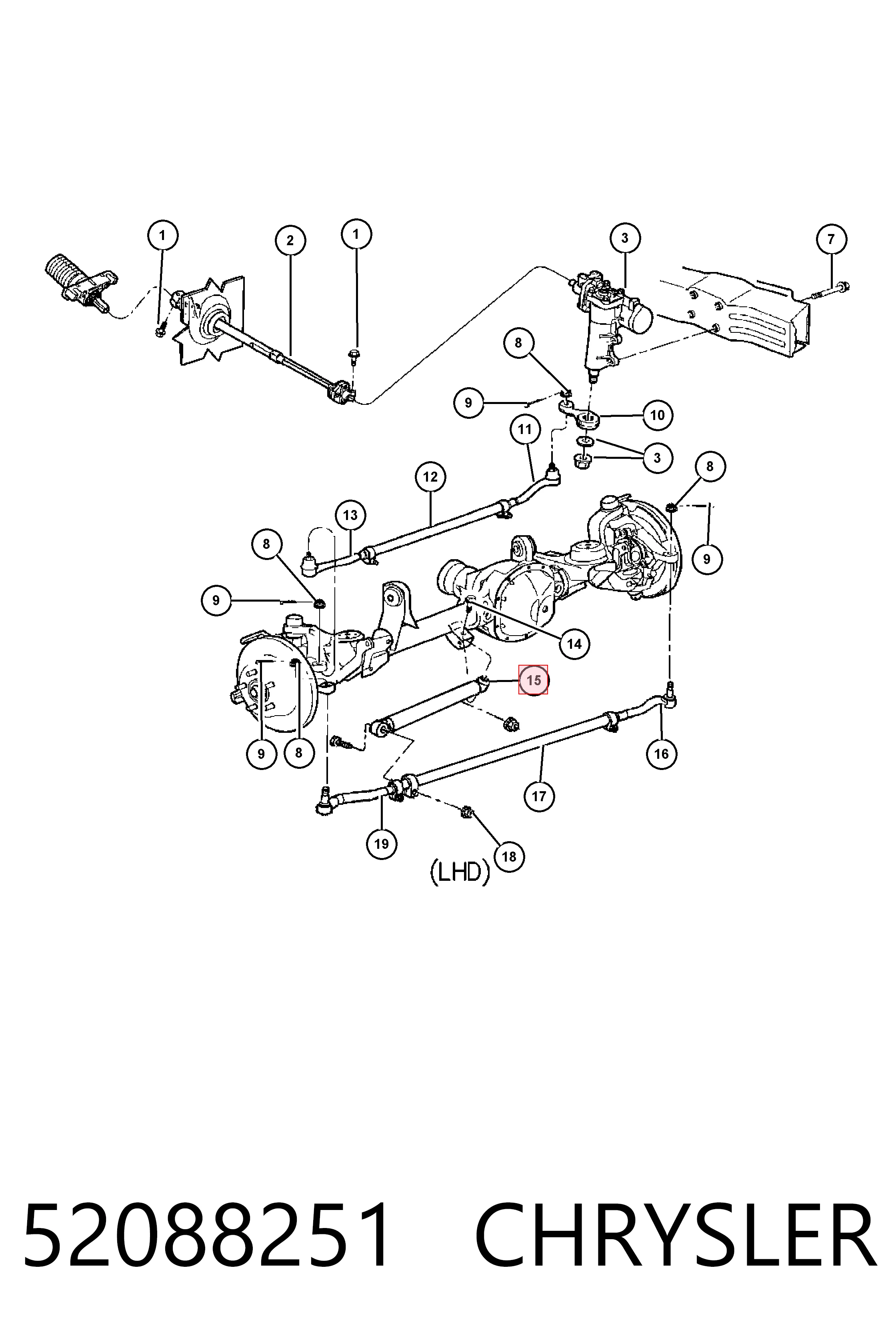 52088251 Chrysler Amortiguador de dirección