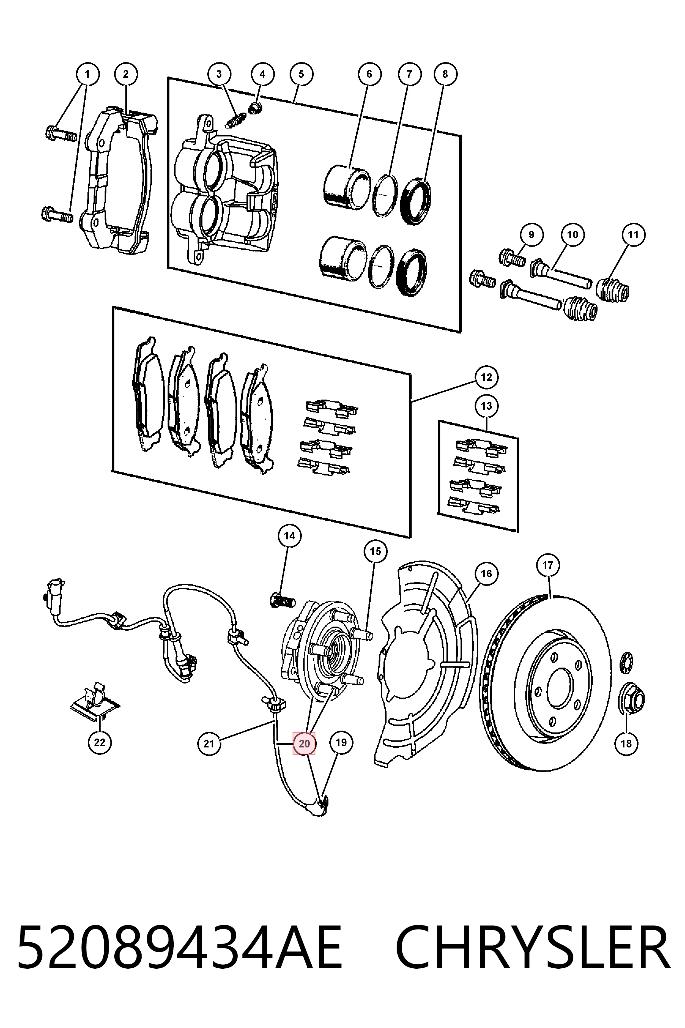52089434AE Chrysler Cubo delantero