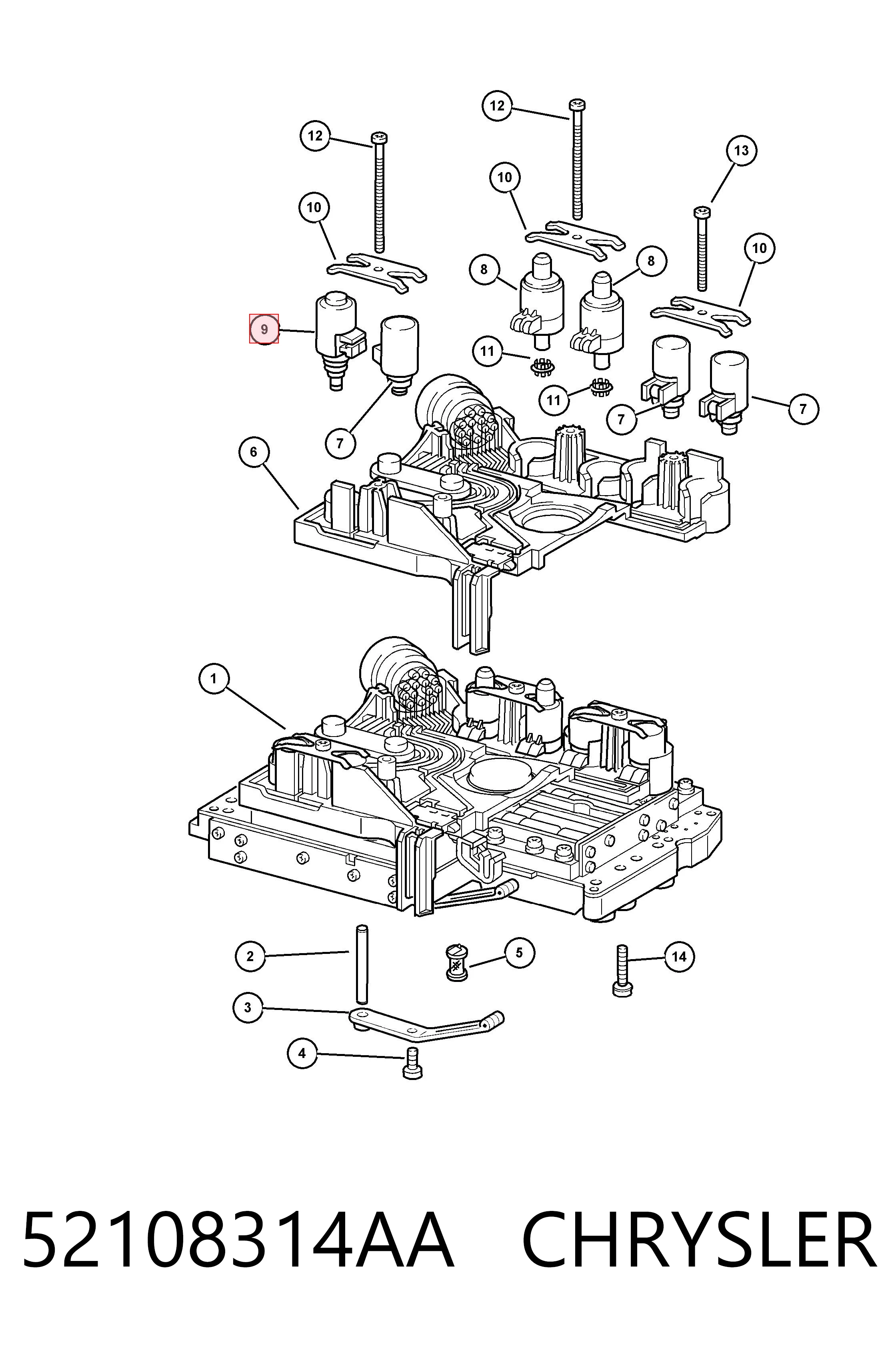 52108314AA Chrysler Solenoide de transmisión automática