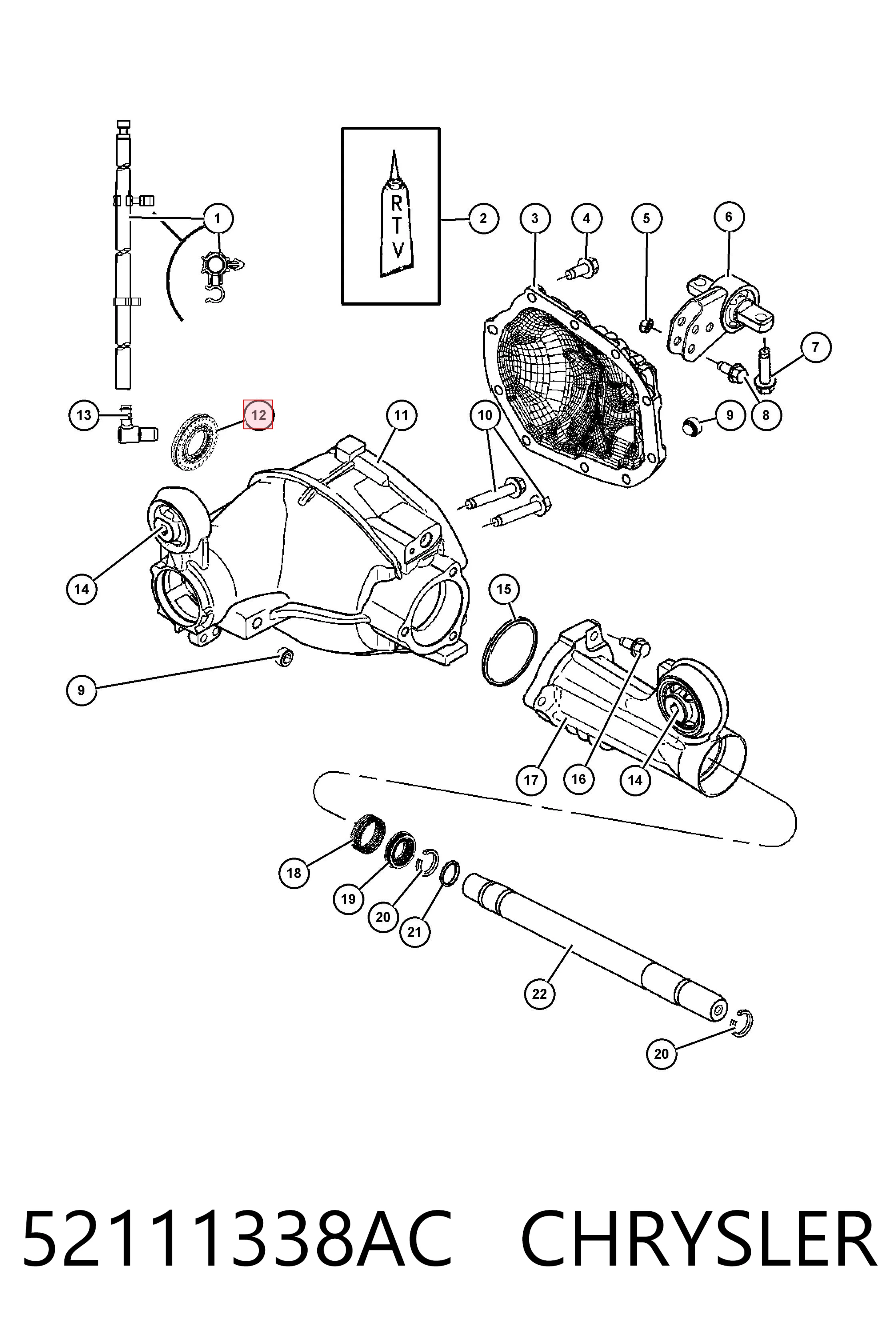 52111338AC Chrysler Retén del semieje delantero izquierdo