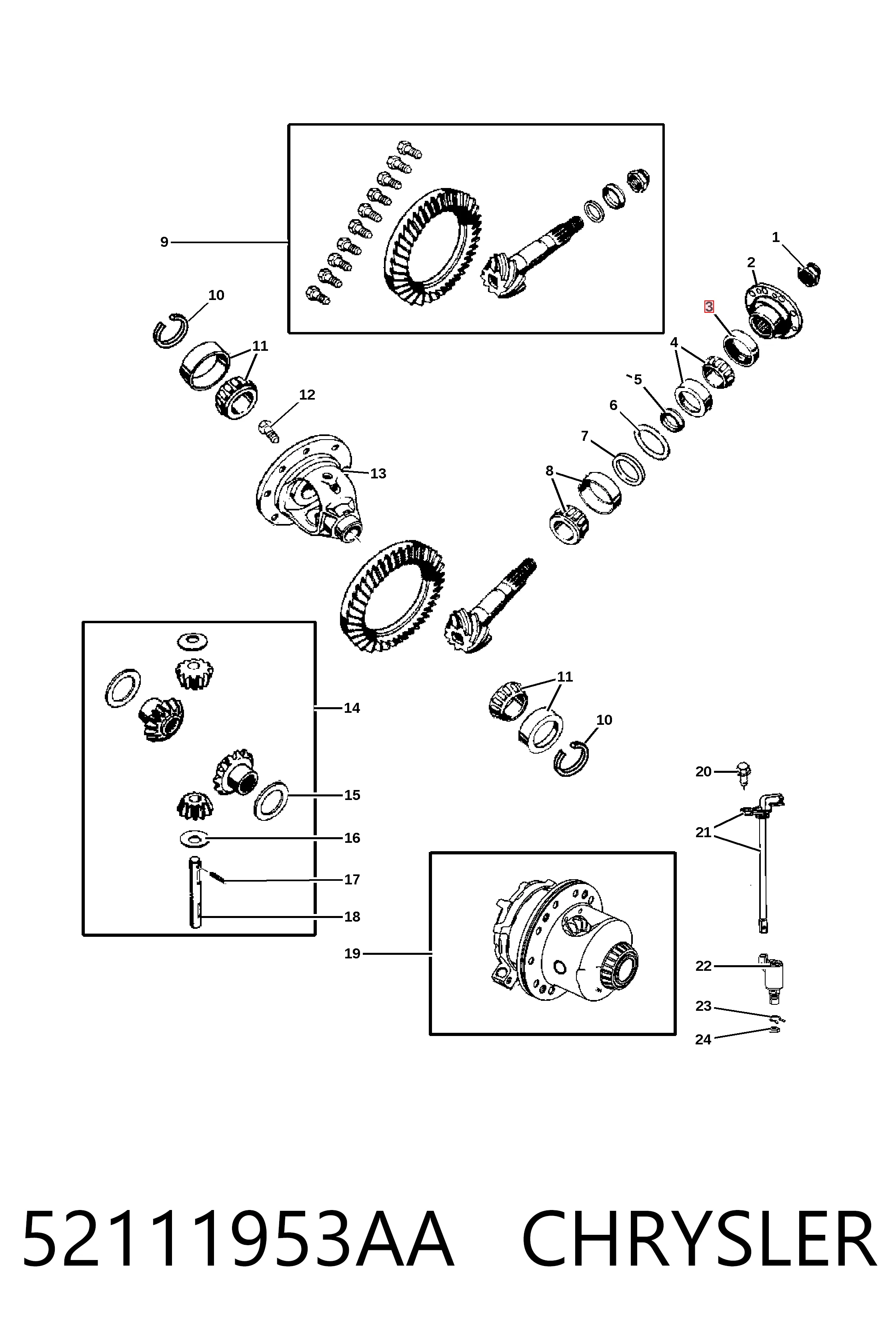 Retén del piñón del diferencial delantero 52111953AA CHRYSLER