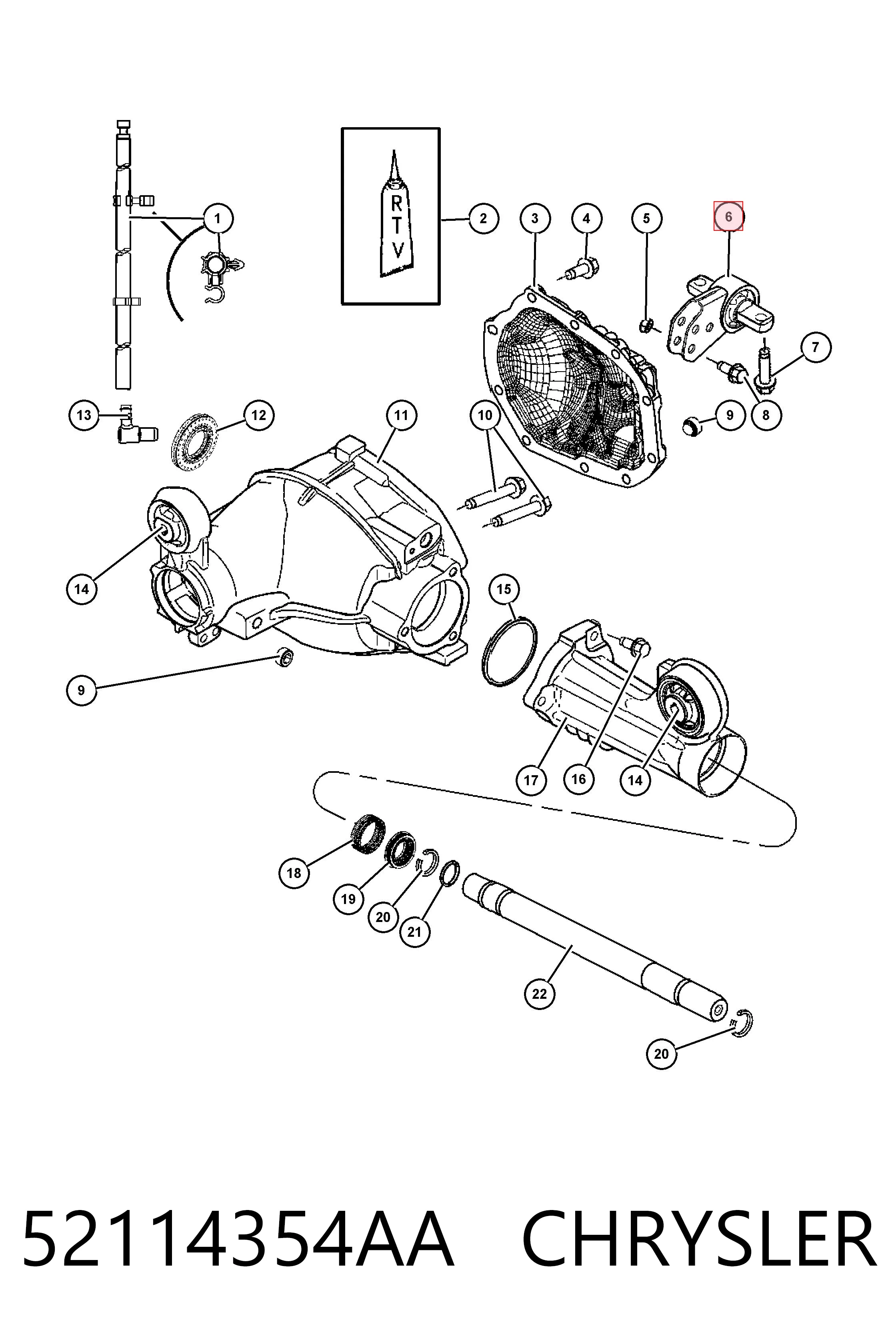 52114354AA Chrysler Silentblock del soporte del diferencial delantero