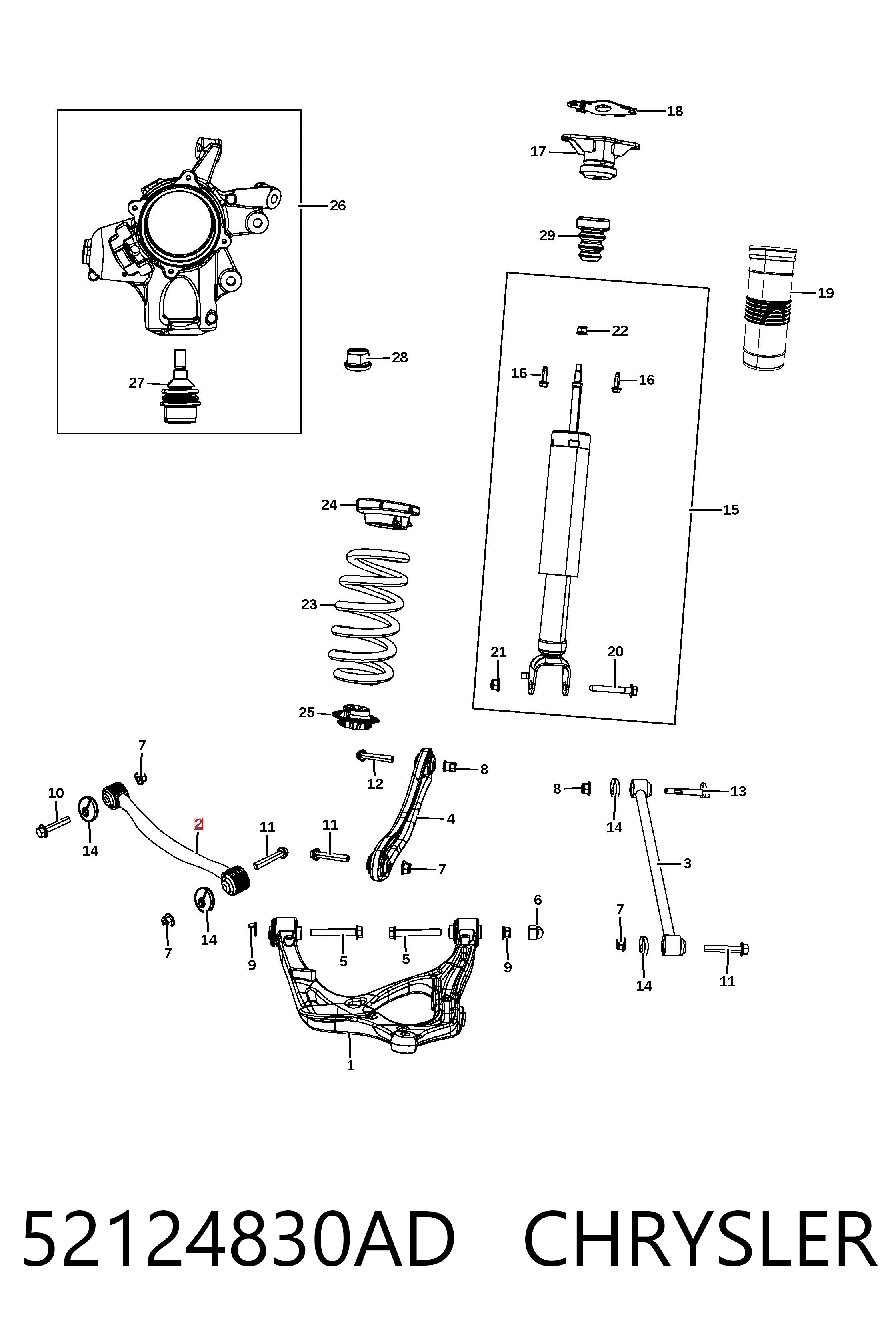 Brazo transversal de suspensión trasera 52124830AD CHRYSLER