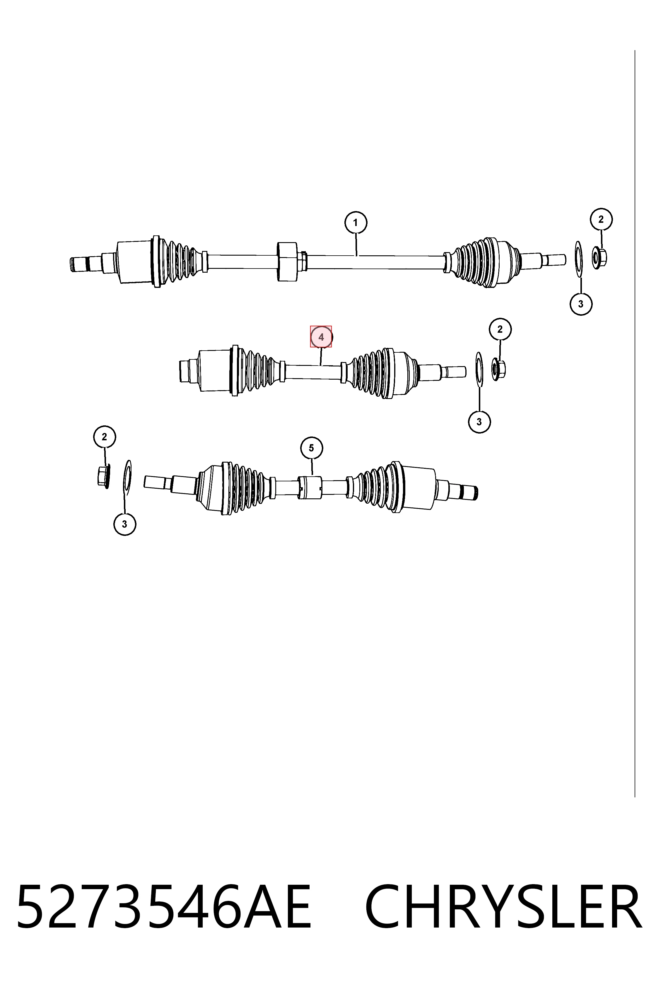 5273546AE Chrysler Semieje delantero derecho