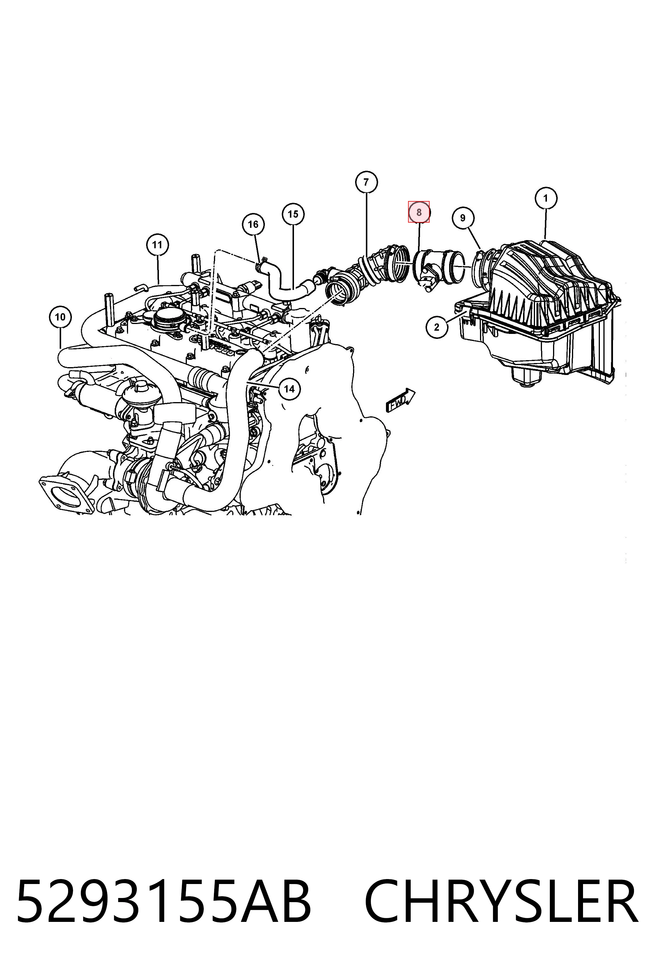 5293155AB Chrysler Sensor de flujo de aire