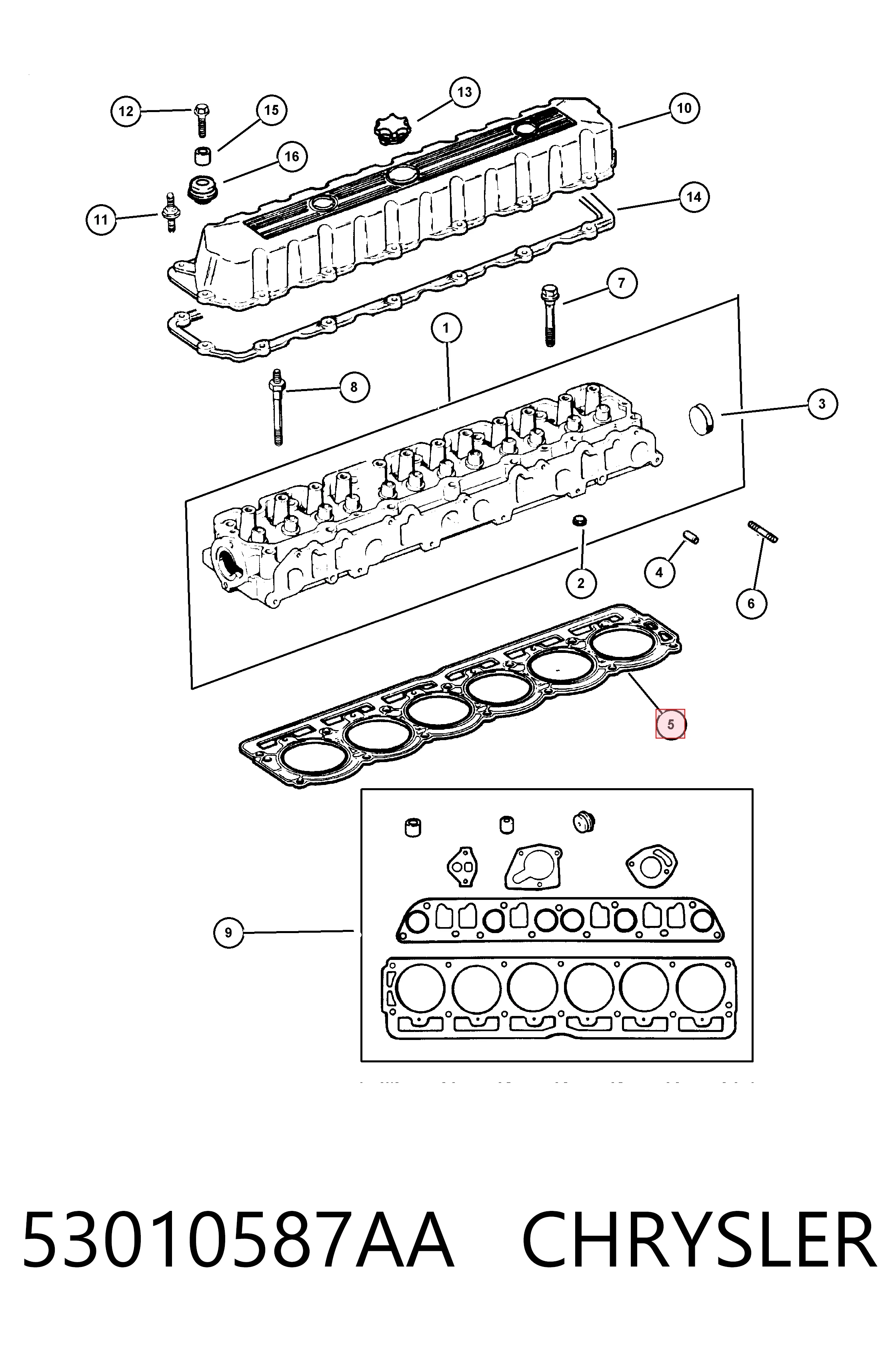 Junta de culata 53010587AA CHRYSLER