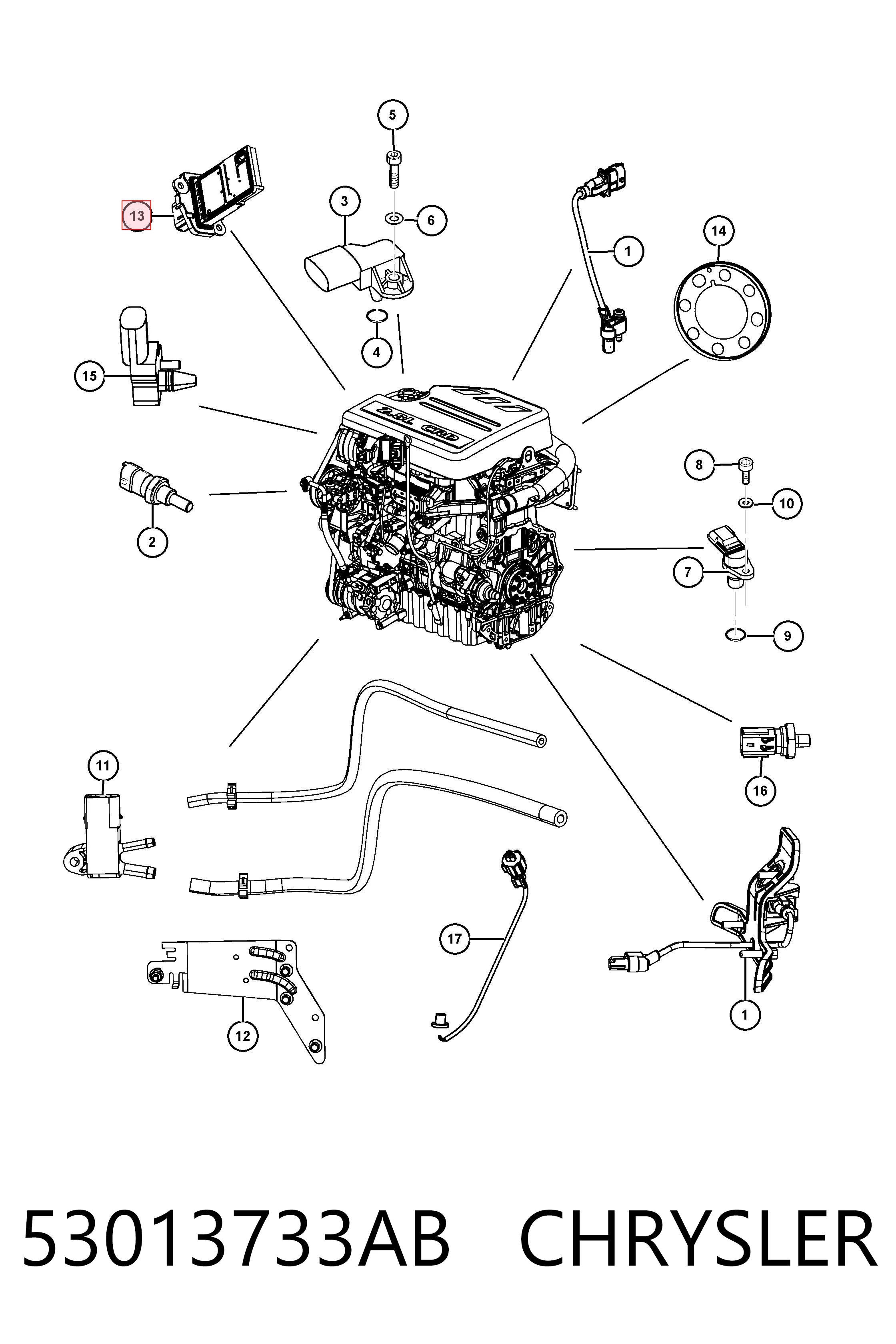 53013733AB Chrysler Sensor de flujo de aire