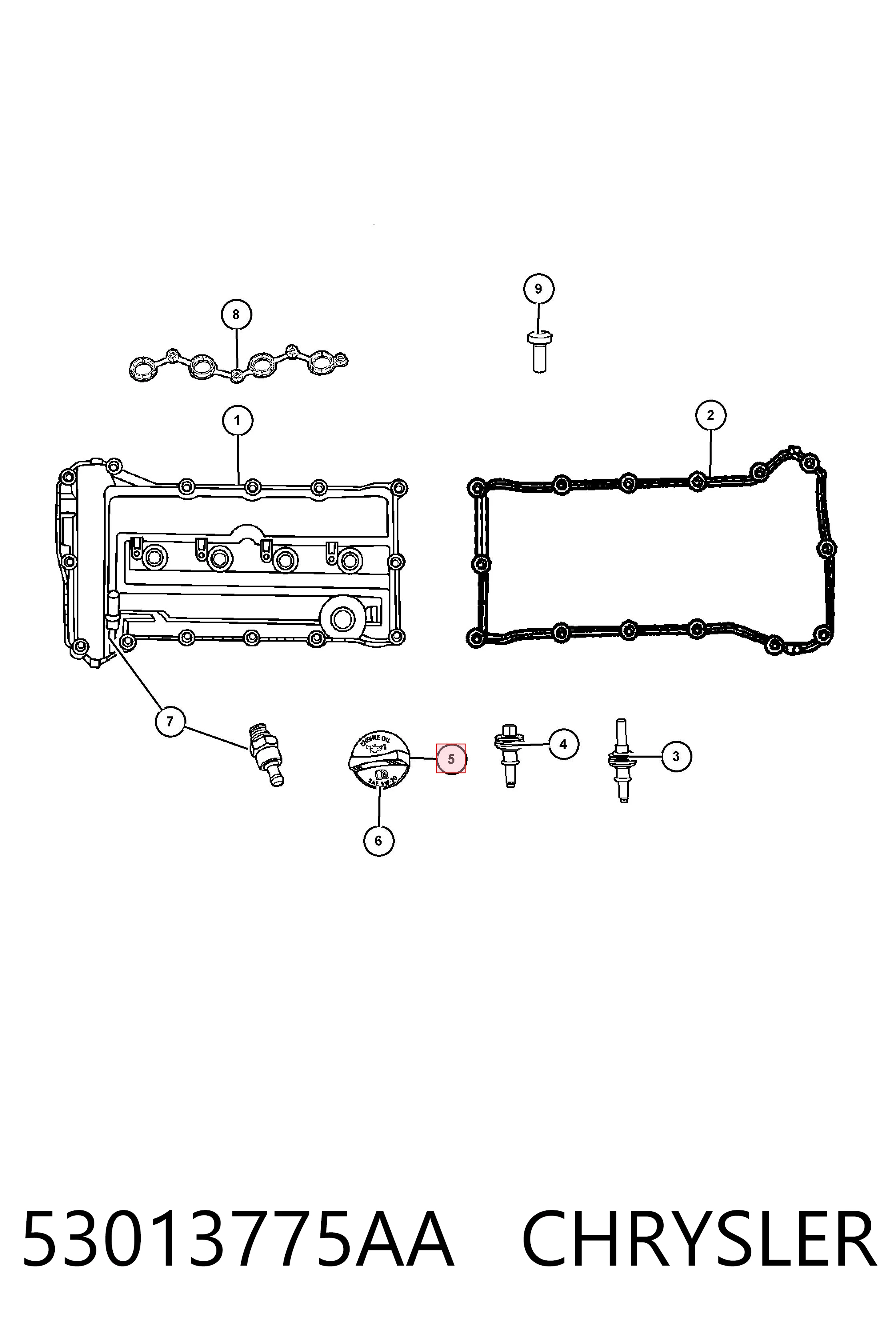Tapa de aceite de motor K04892006AA Fiat/Alfa/Lancia