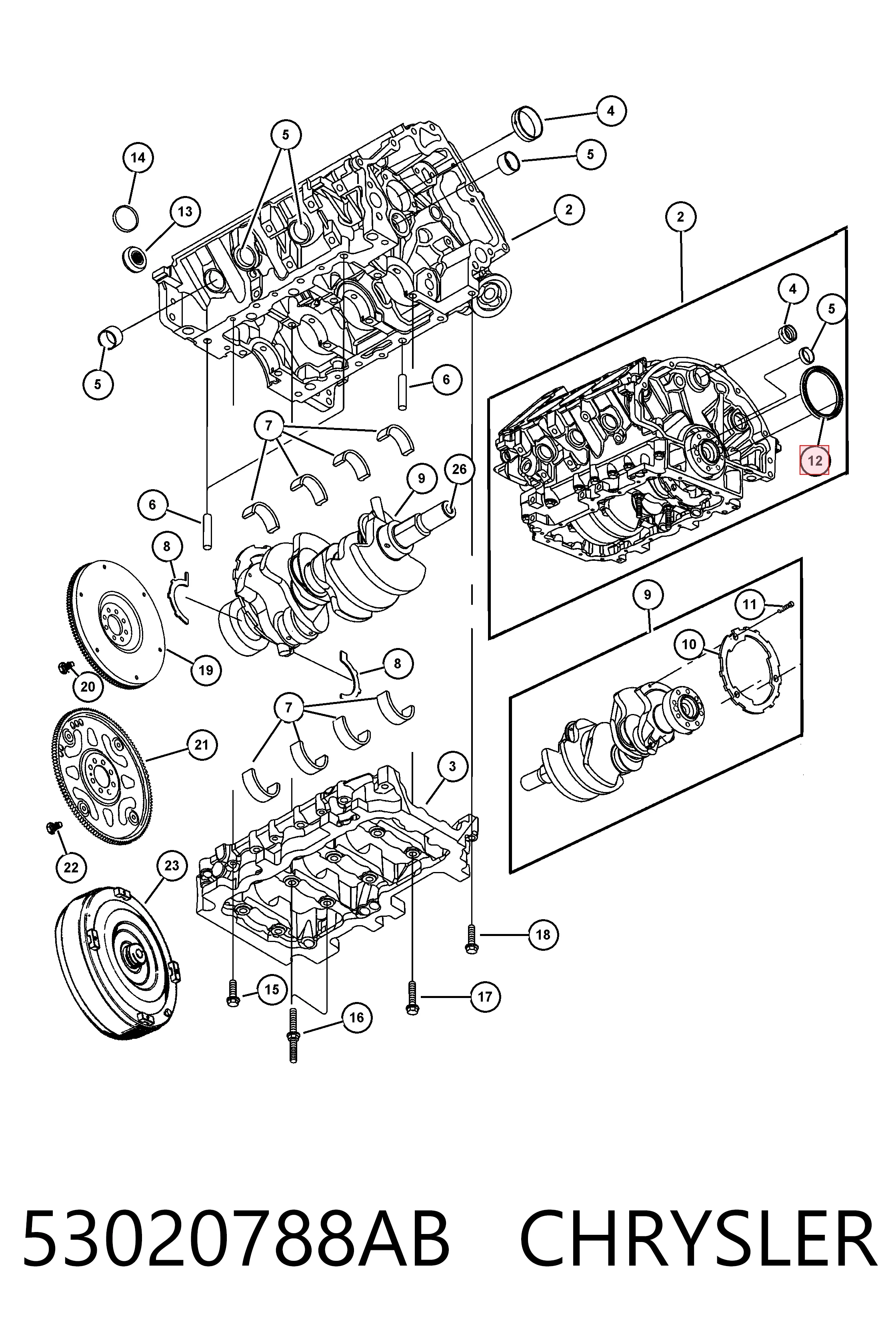 53020788AB Chrysler Anillo retén cigüeñal