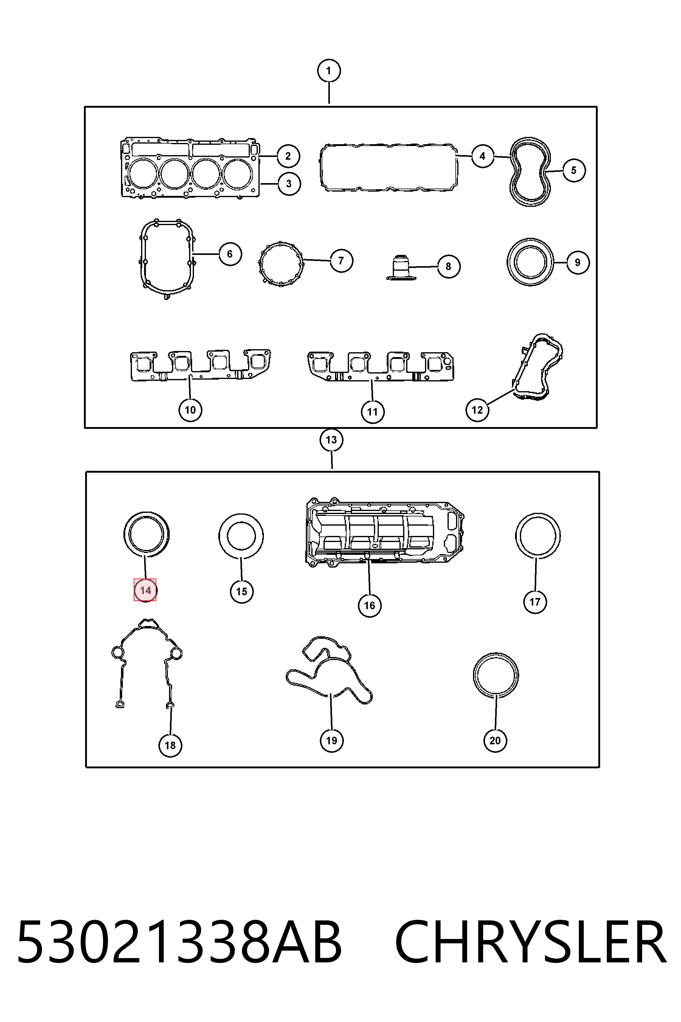53021338AB Chrysler Anillo retén cigüeñal