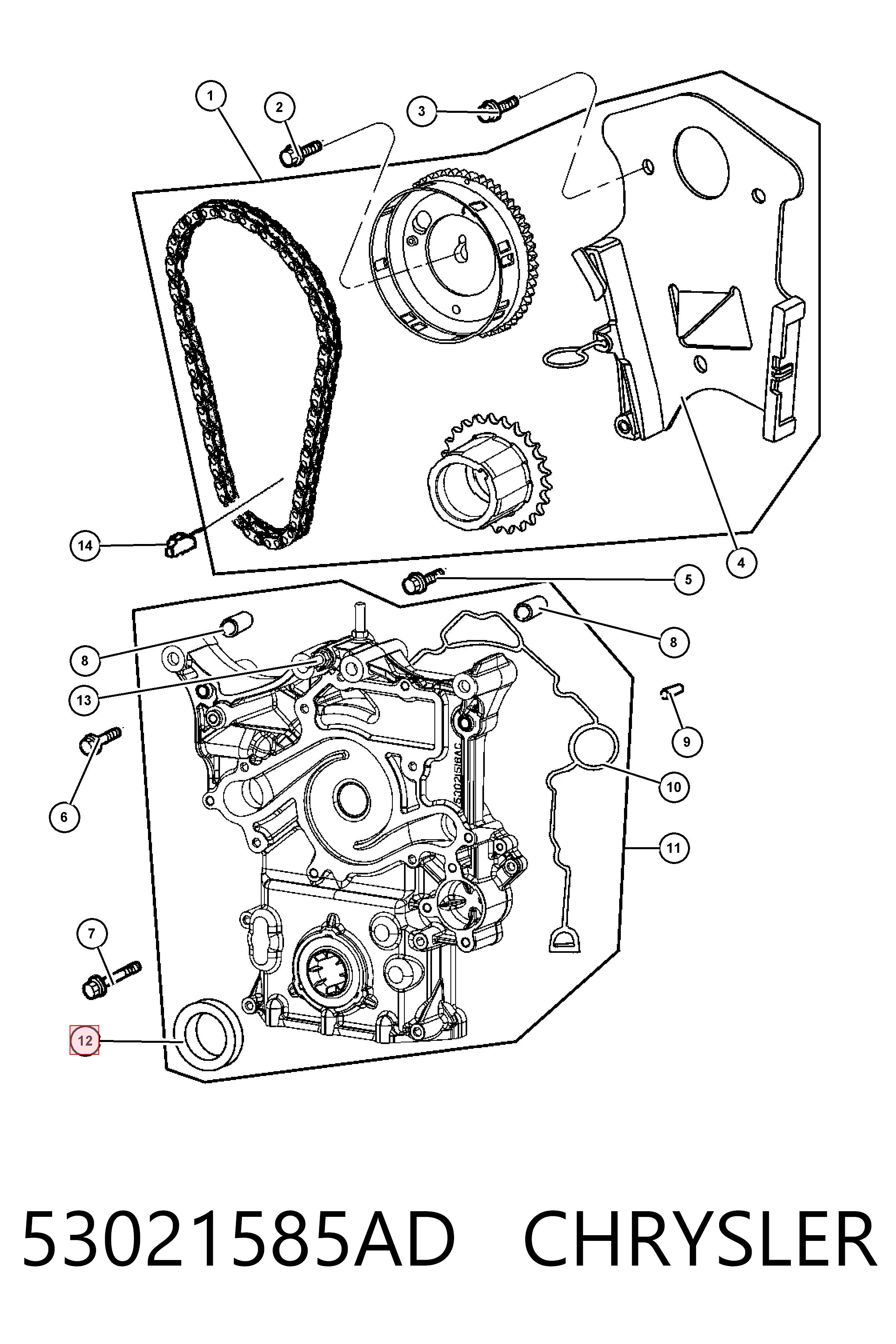 53021585AD Chrysler Retén del cigüeñal frontal