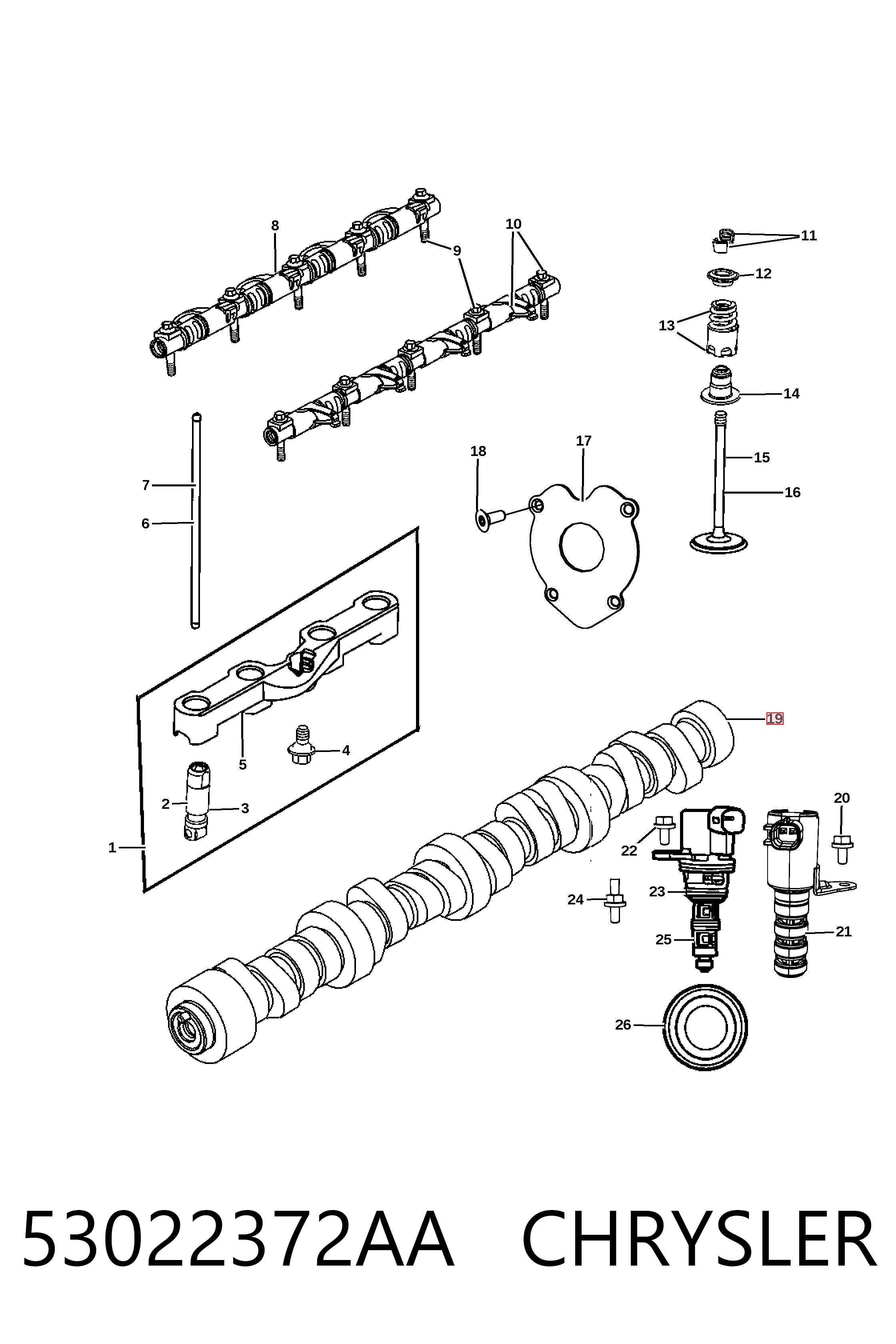 53022372AA Chrysler Kit árbol de levas