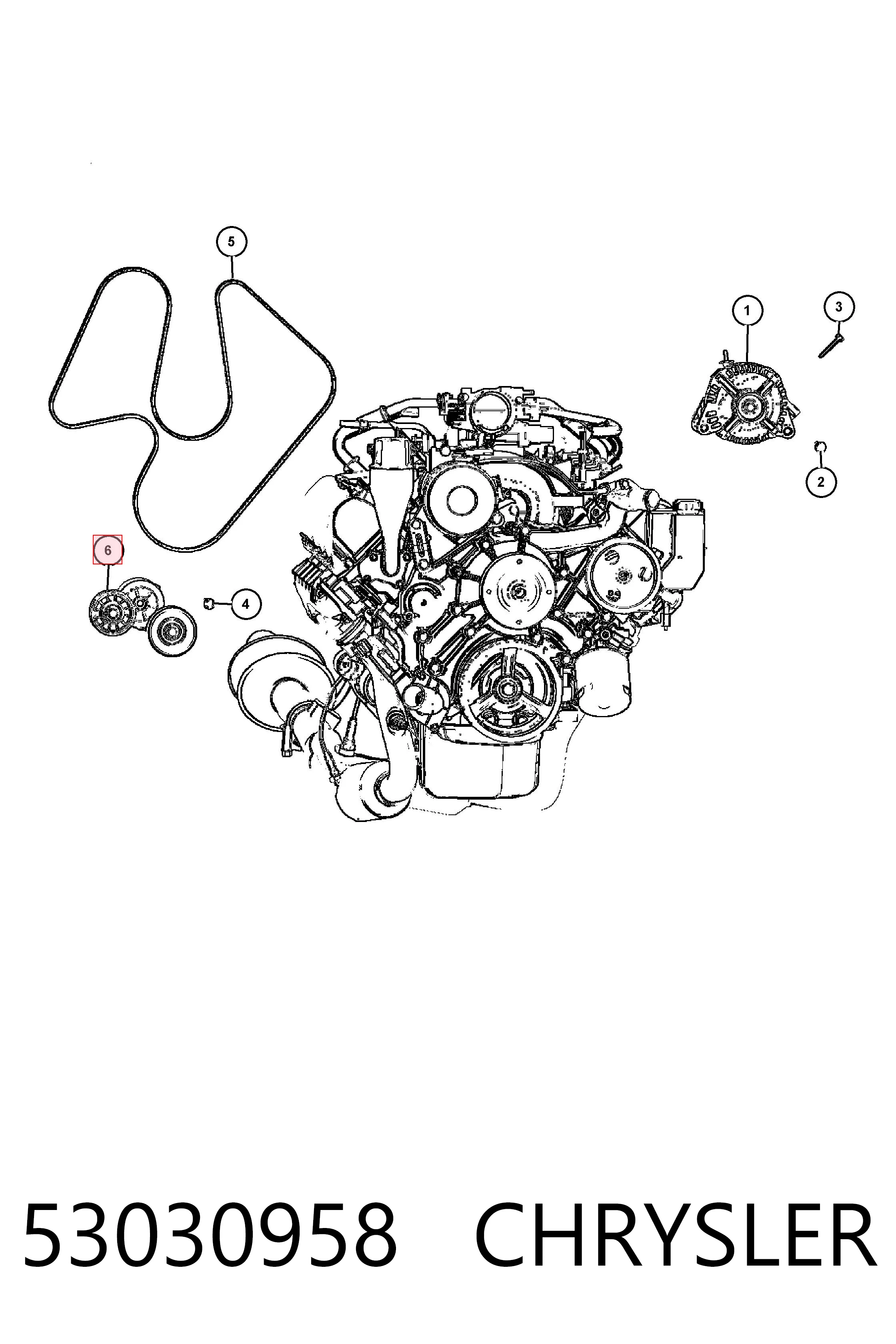 53030958 Chrysler Tensor de correa de alternador