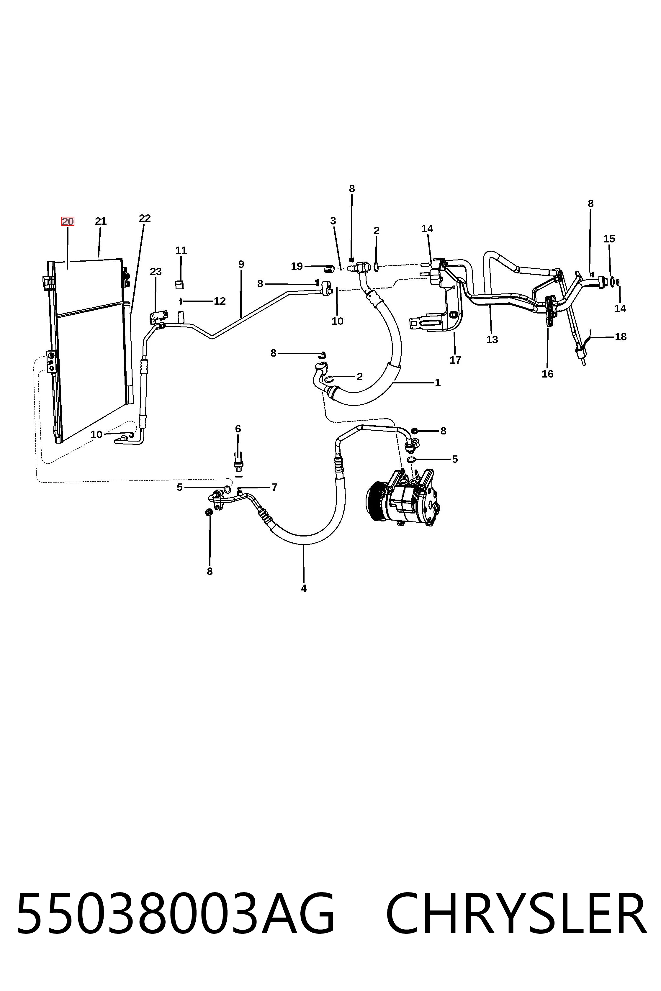 55038003AG Chrysler Radiador de aire acondicionado