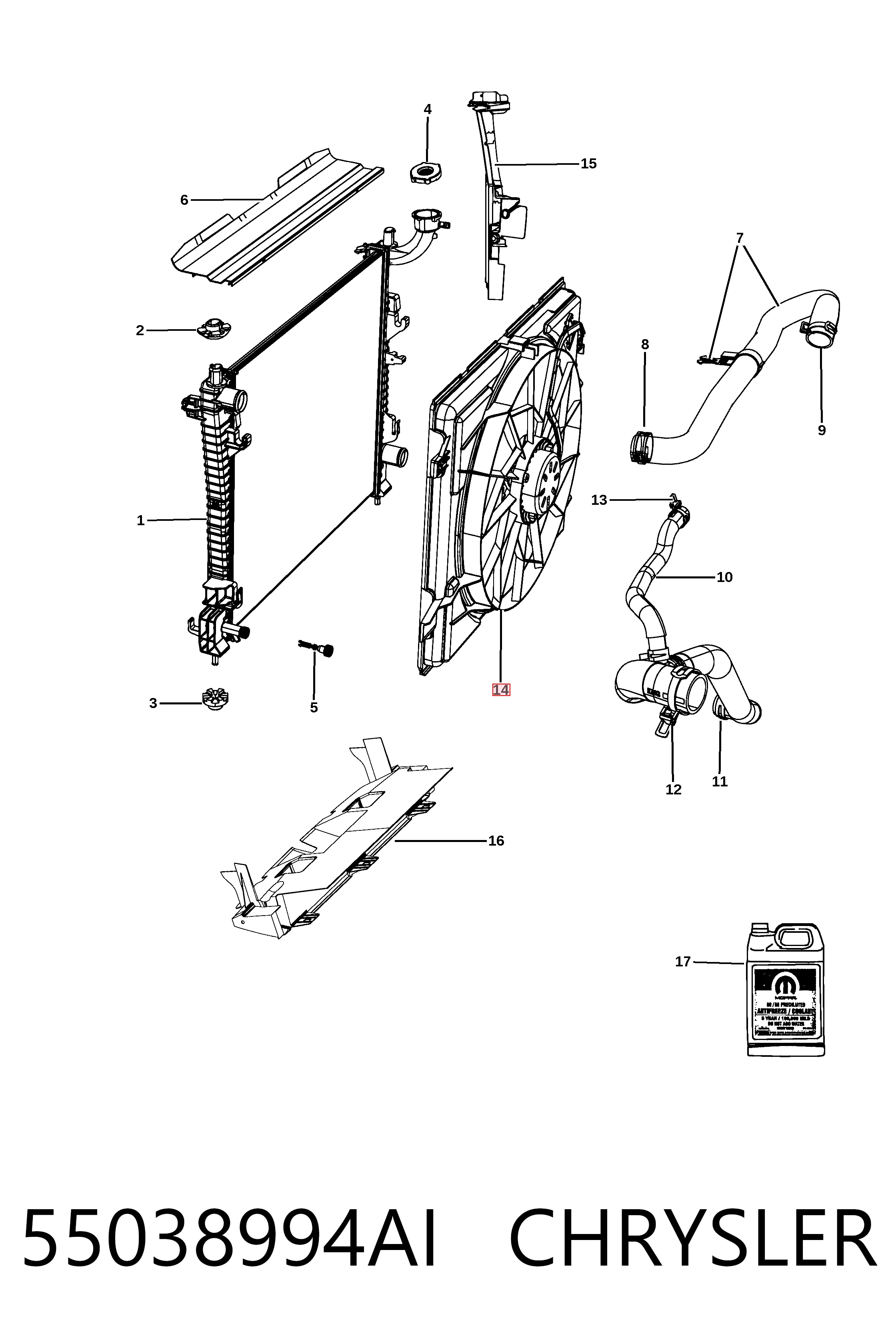 Ventilador de refrigeración Fiat/Alfa/Lancia K55038994AF
