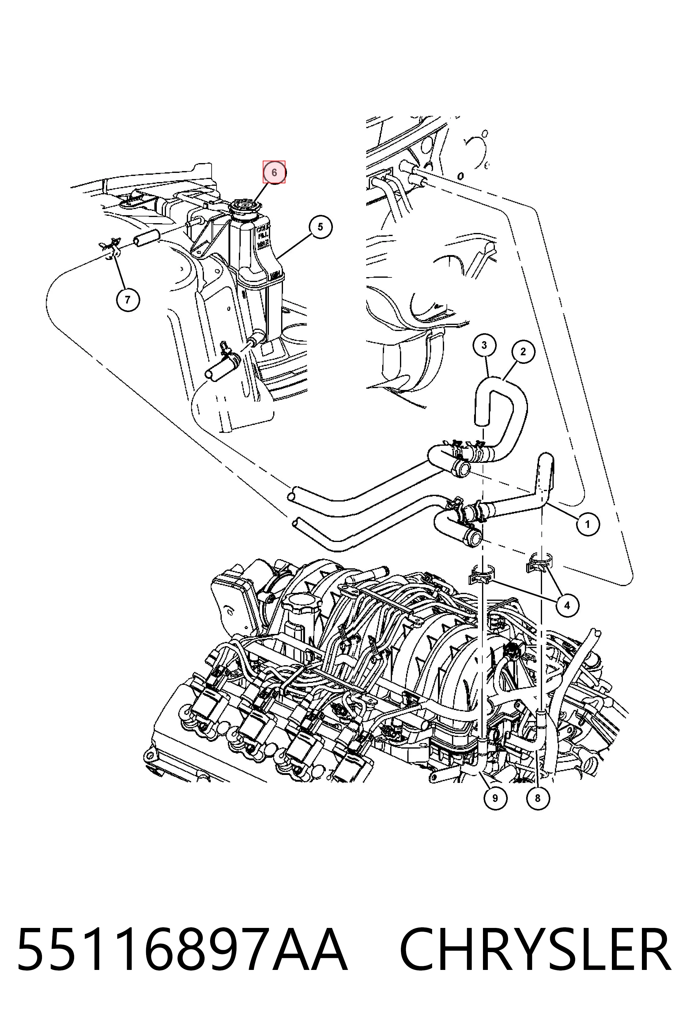 55116897AA Chrysler Tapa de radiador