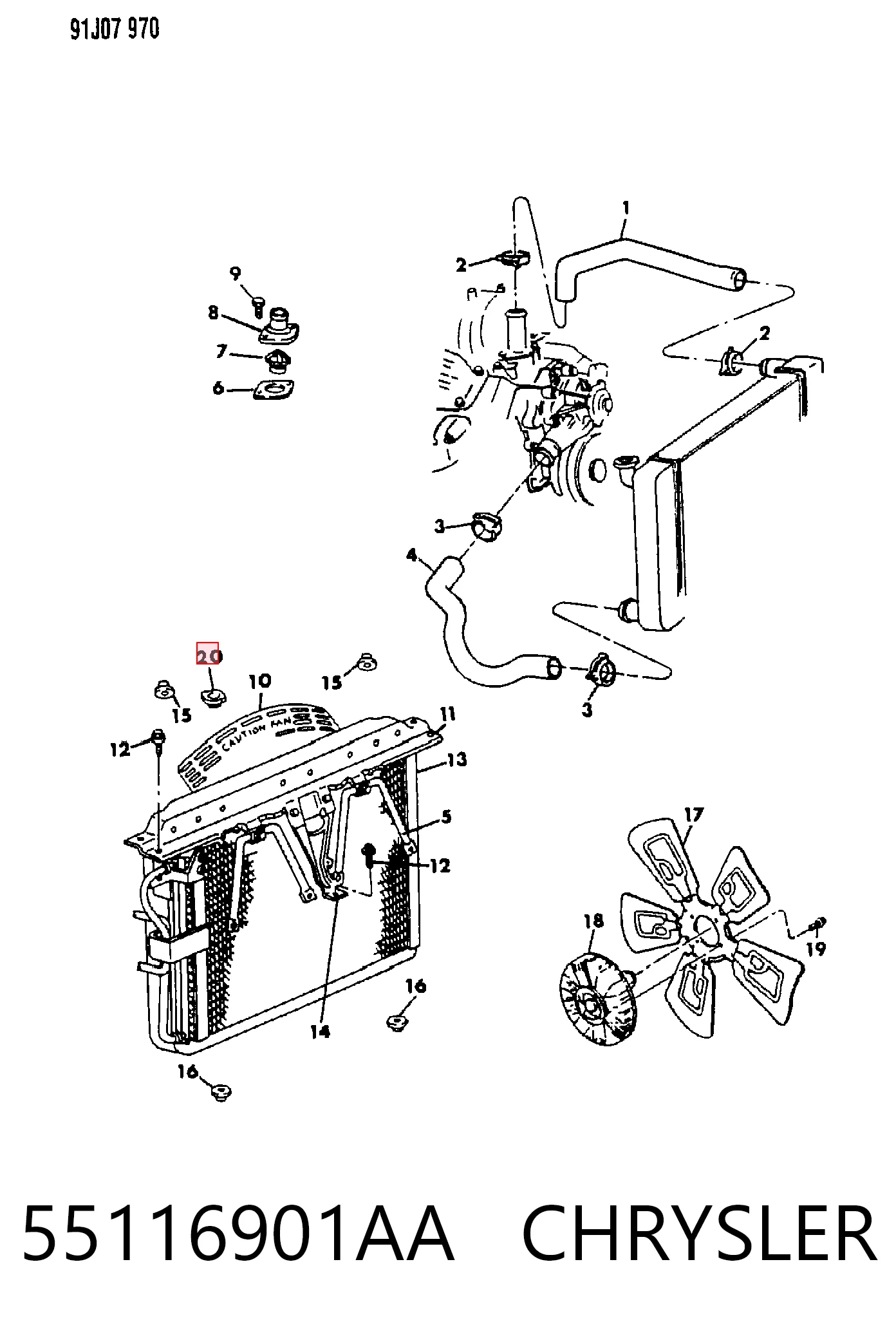 55116901AA Chrysler Tapa de radiador