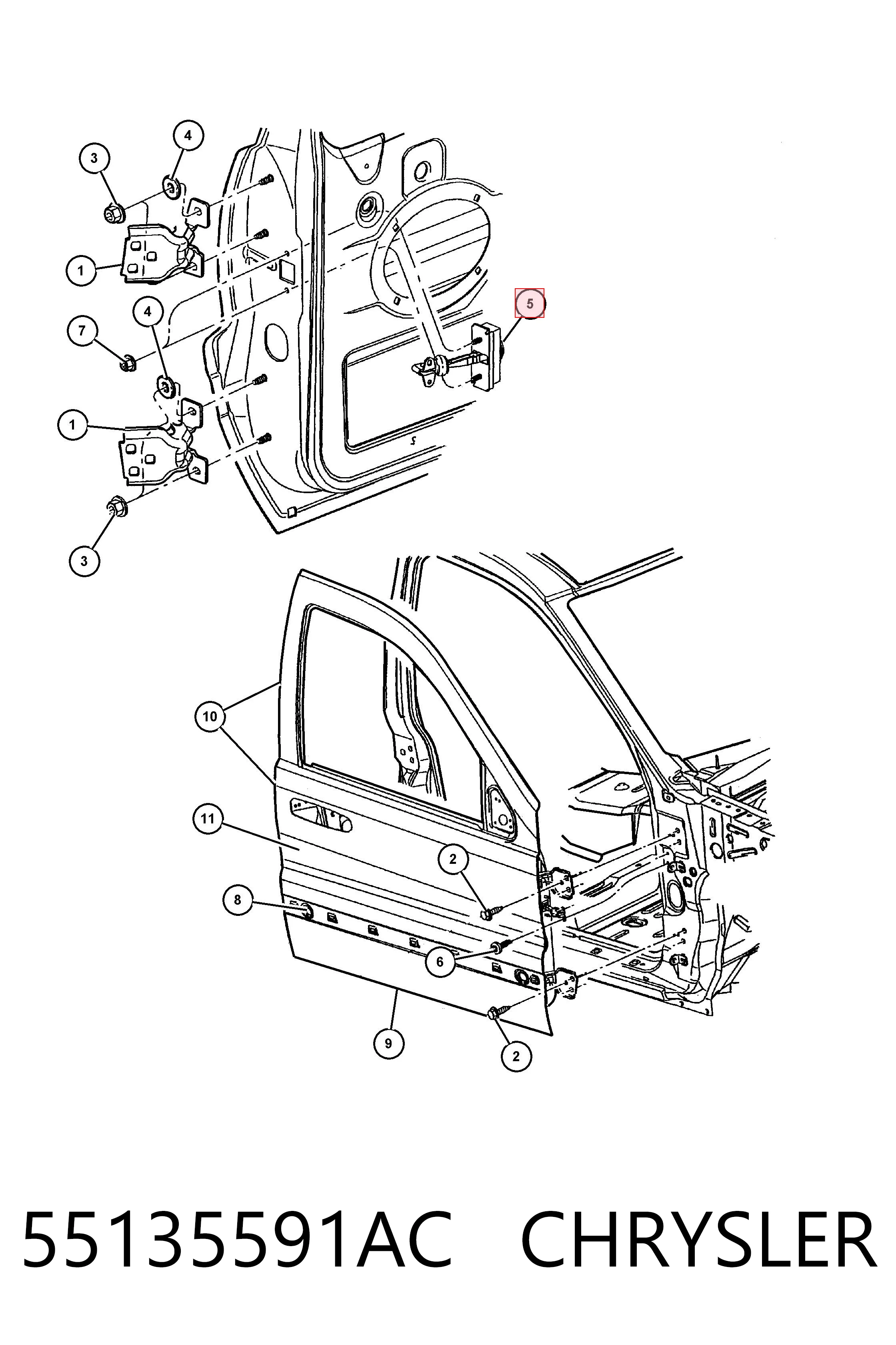 55135591AC Chrysler Limitador de apertura de puerta delantera izquierda