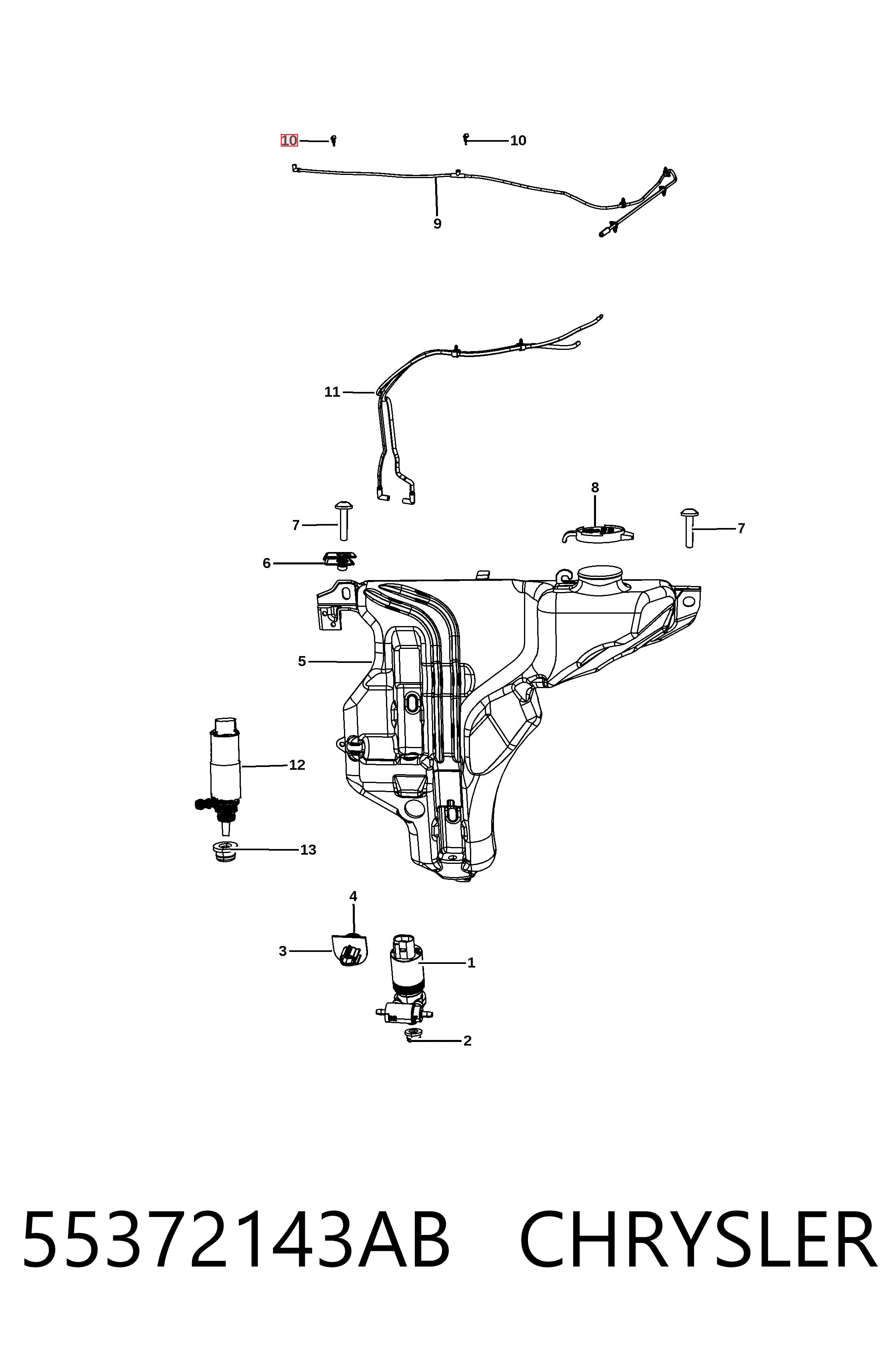 55372143AB Chrysler Boquilla del lavaparabrisas