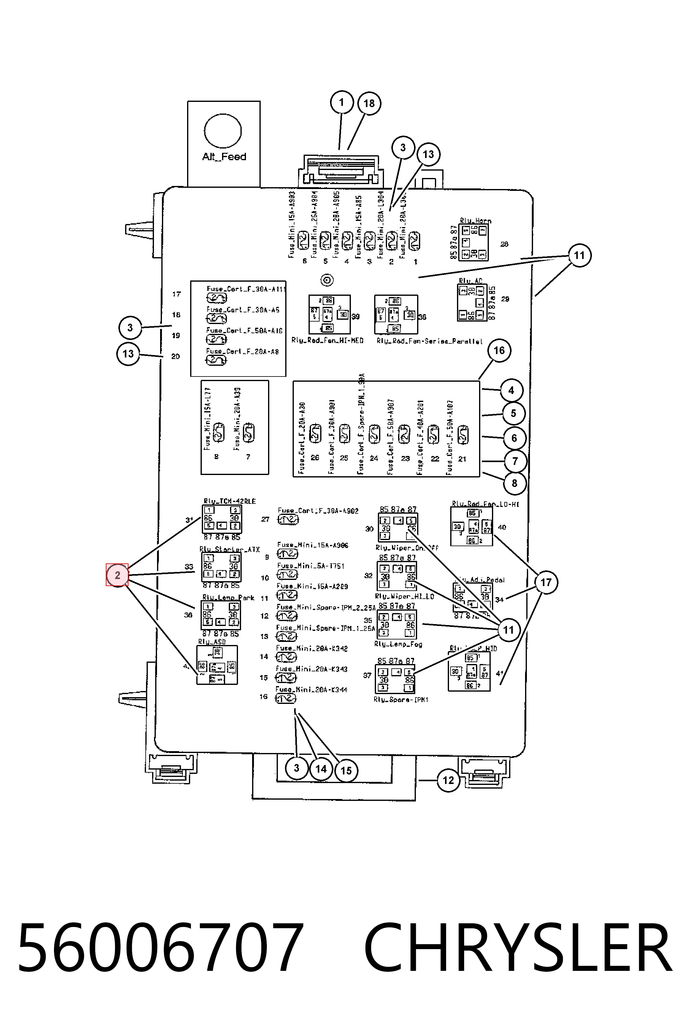 56006707 Chrysler Relé de faro