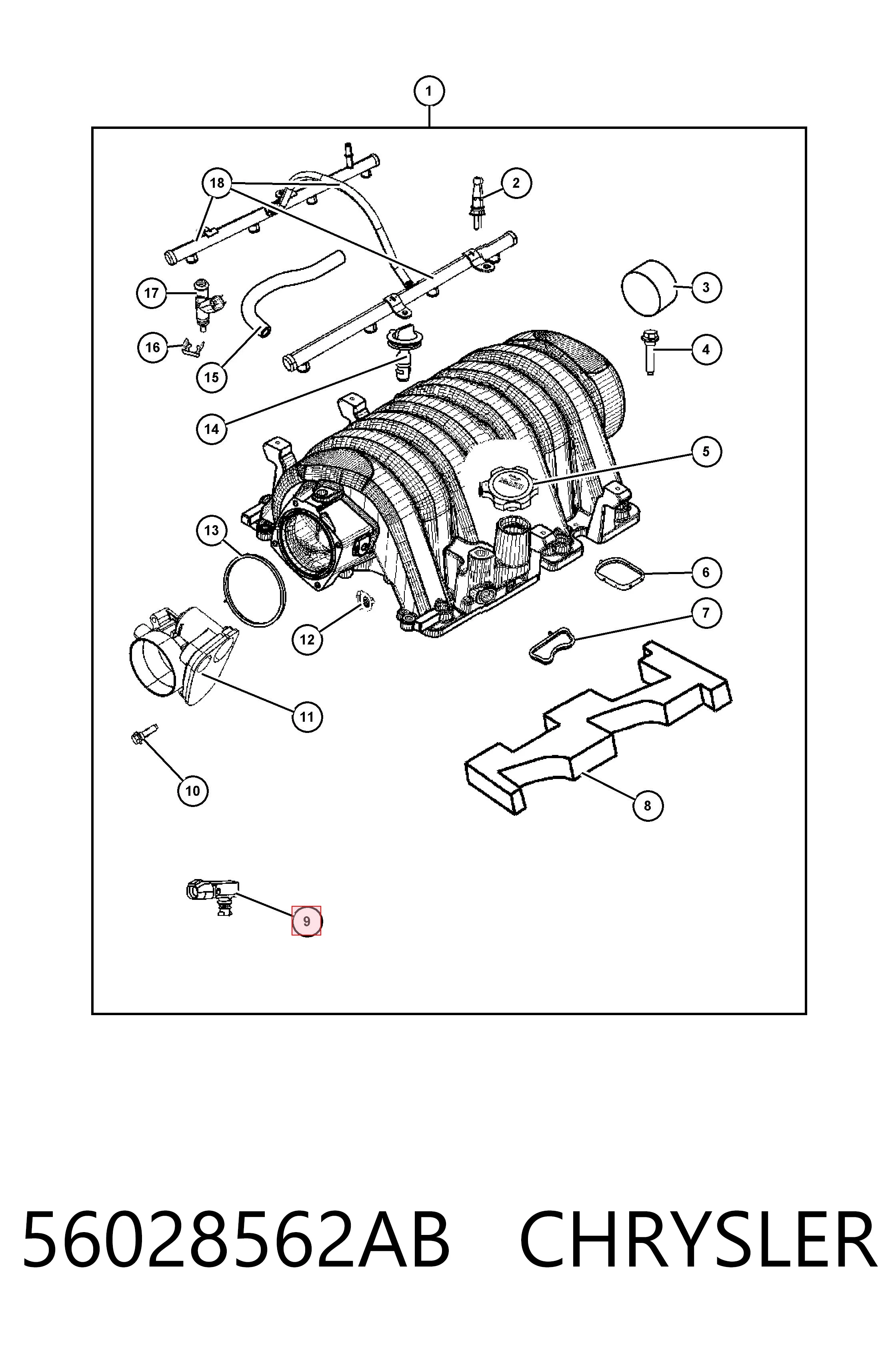 56028562AB Chrysler Sensor De Presion Del Colector De Admision
