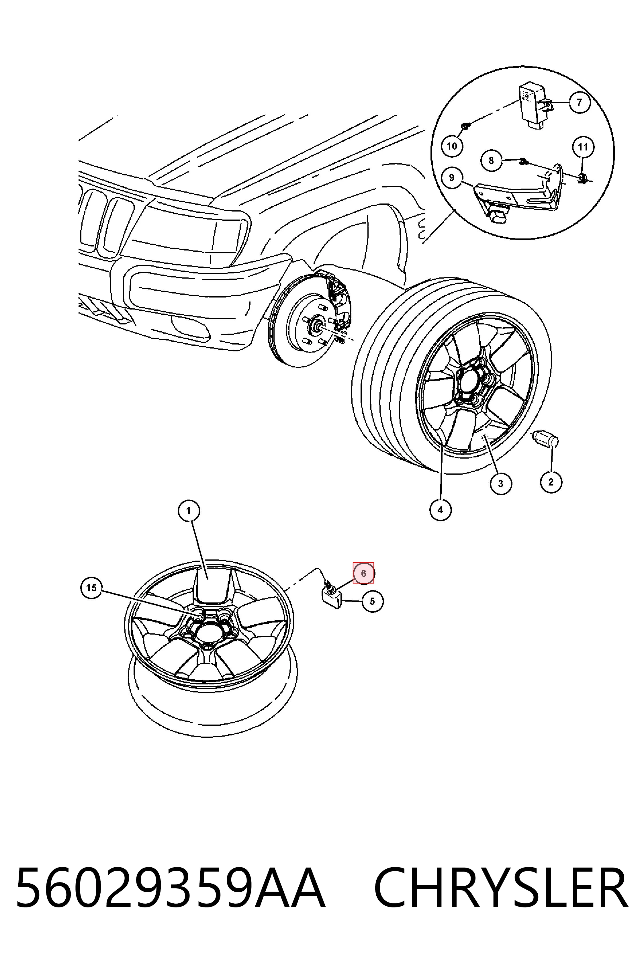 K56029481AB Fiat/Alfa/Lancia Sensor de presión de neumáticos (TPMS)
