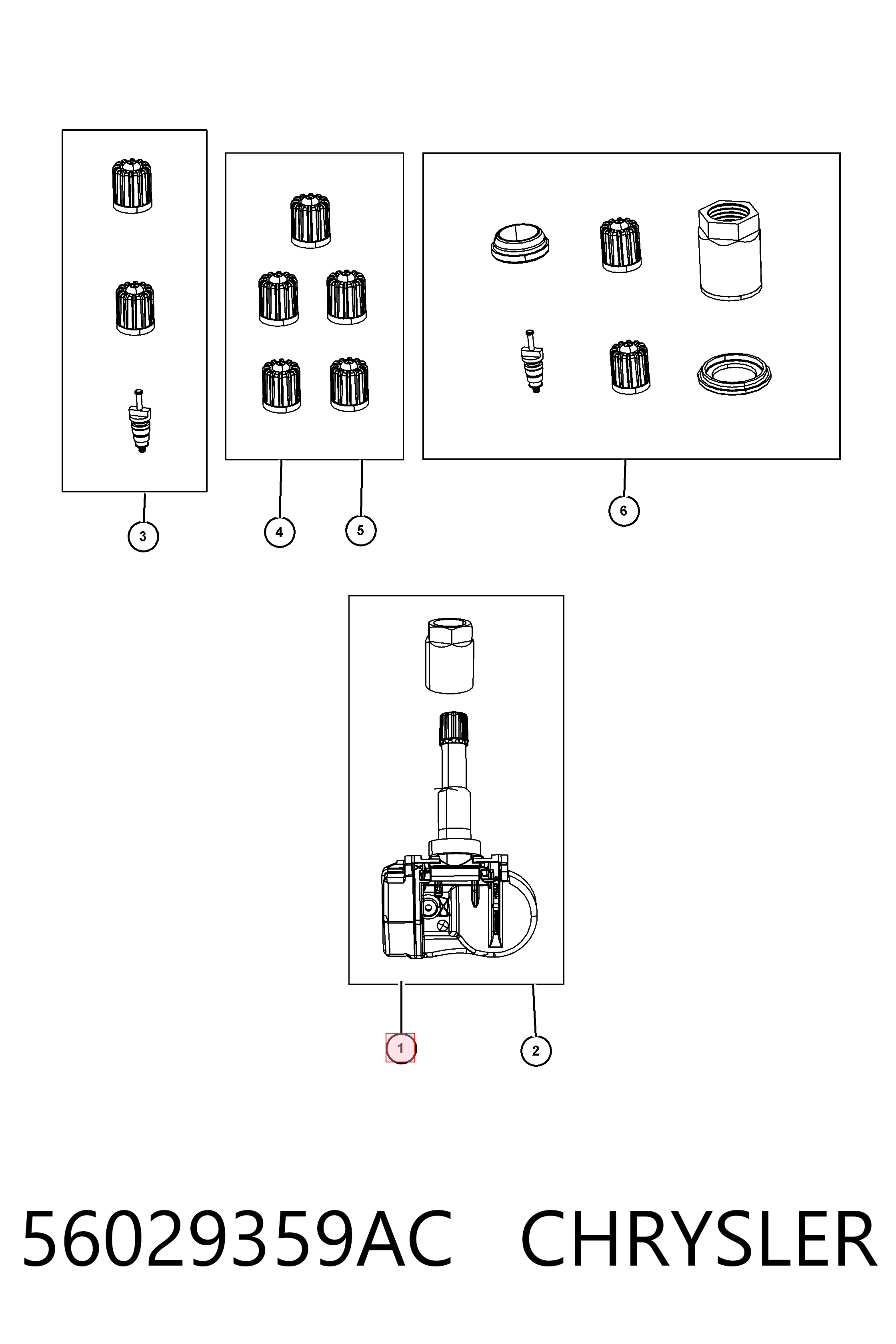 56029359AC Chrysler Sensor de presión de neumáticos (TPMS)