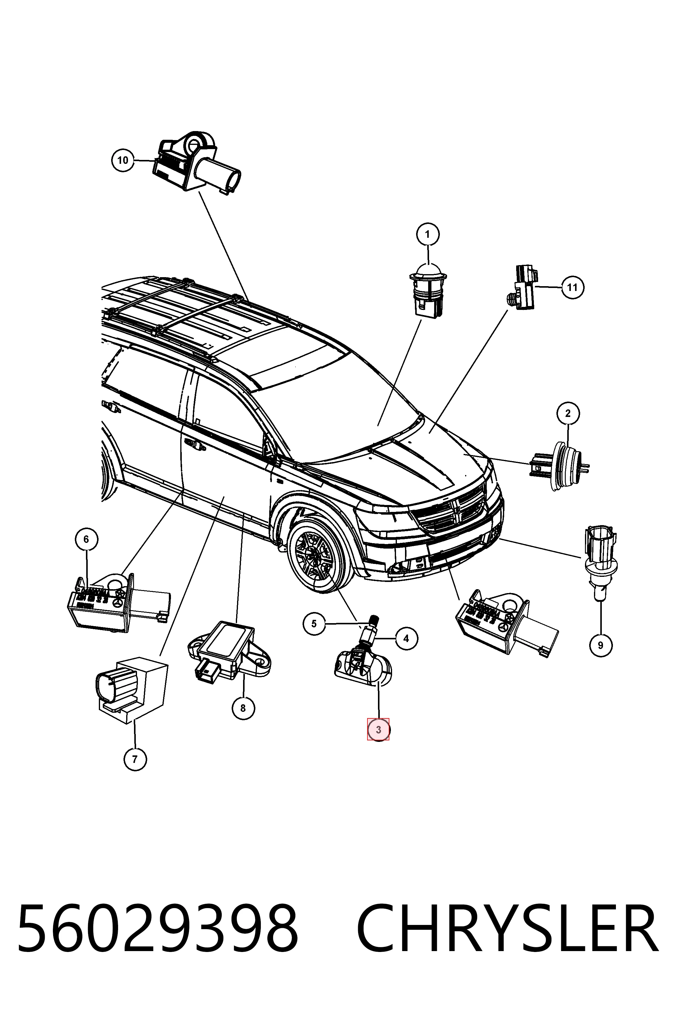 56029398 Chrysler Sensor de presión de neumáticos (TPMS)