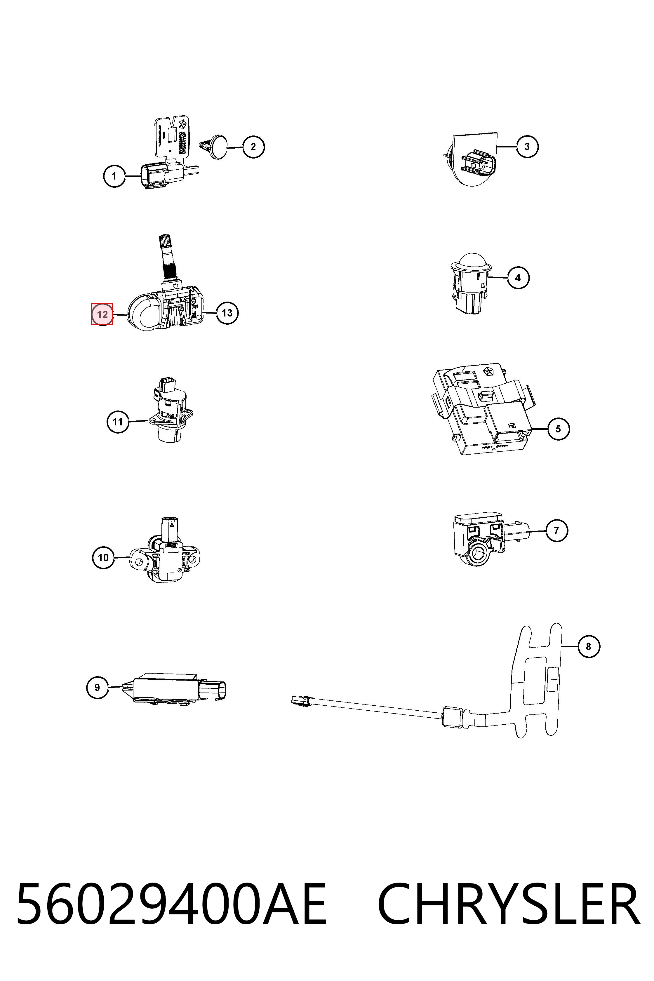 56029400AE Chrysler Sensor de presión de neumáticos (TPMS)
