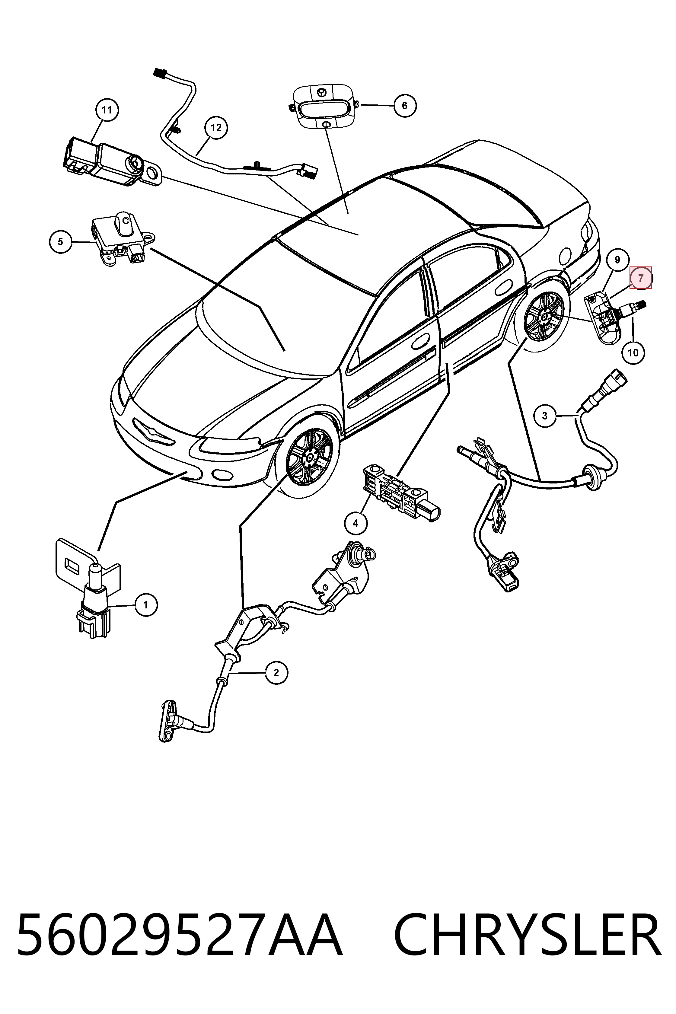 56029527AA Chrysler Sensor de presión de neumáticos (TPMS)
