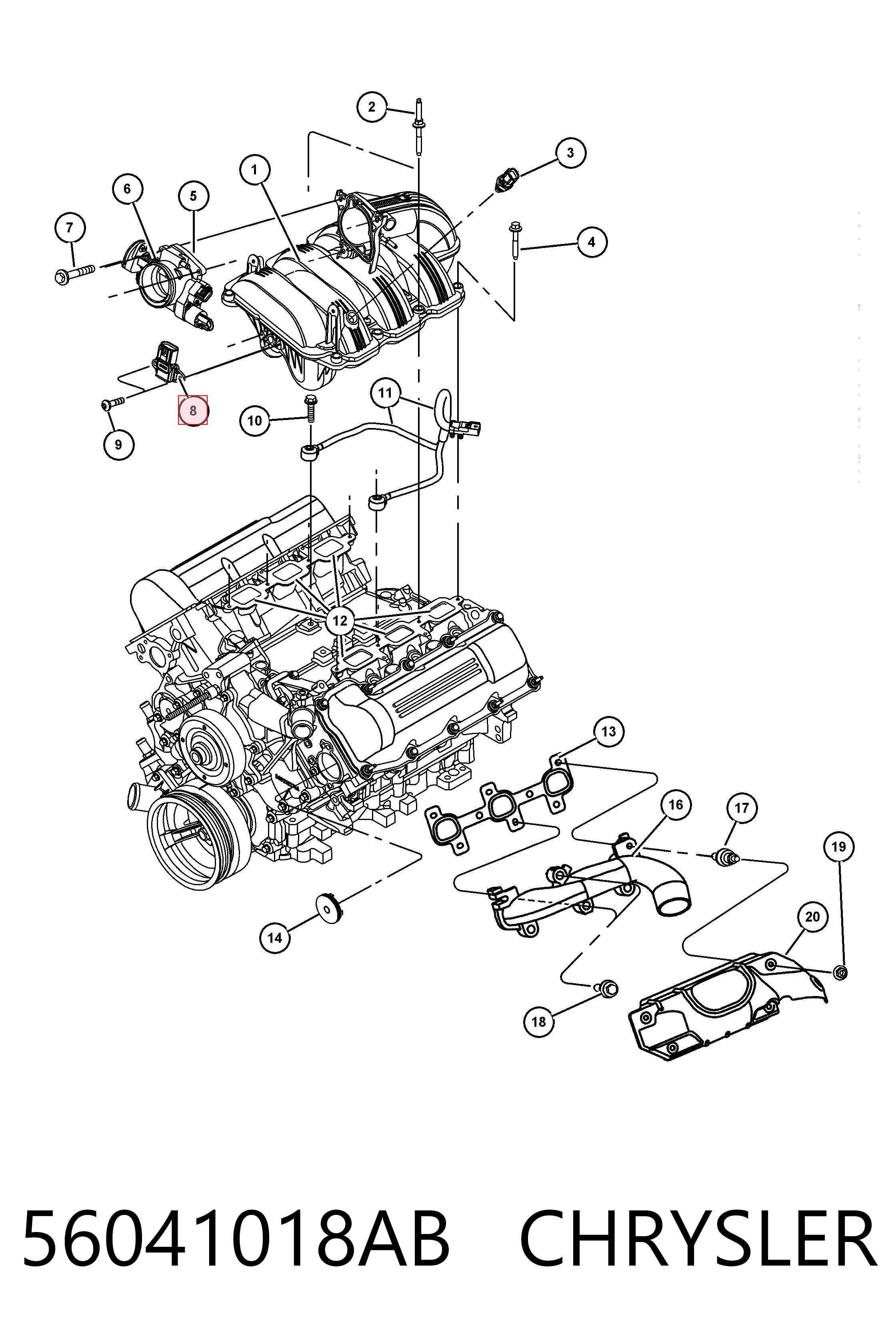 56041018AB Chrysler Sensor De Presion Del Colector De Admision
