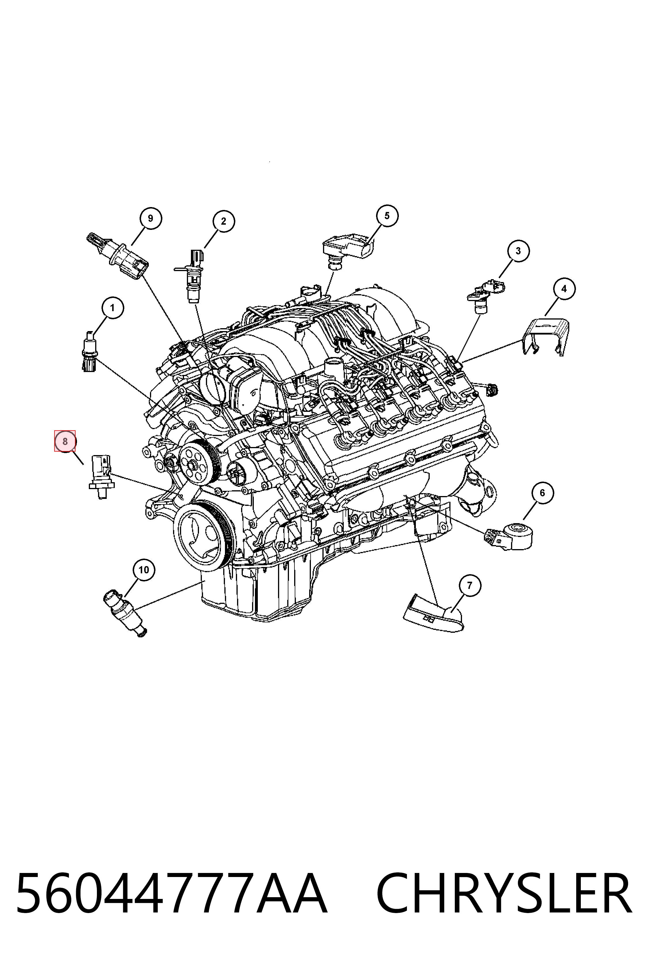 56044777AA Chrysler Indicador de presión del aceite