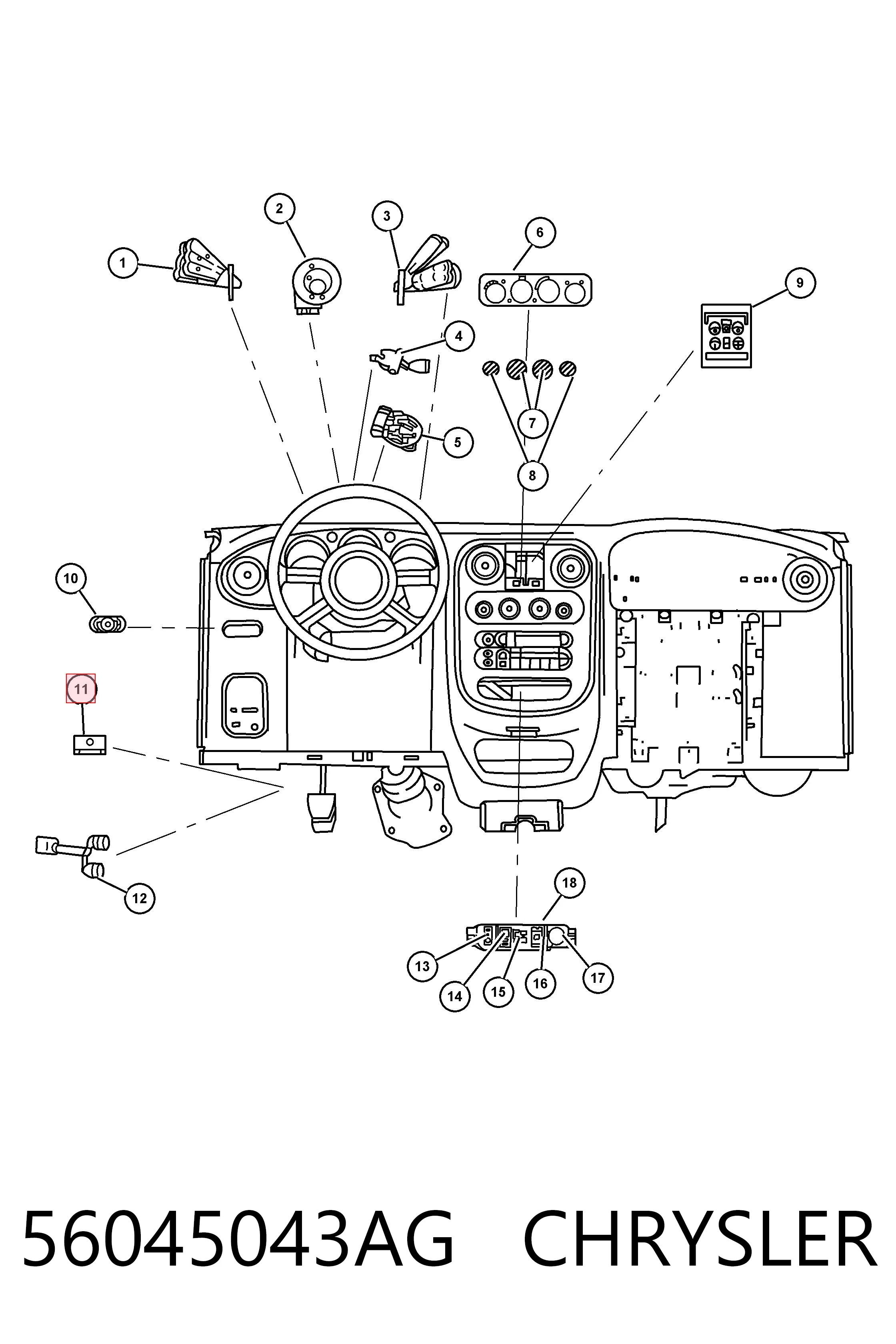 56045043AG Chrysler Interruptor luces de freno