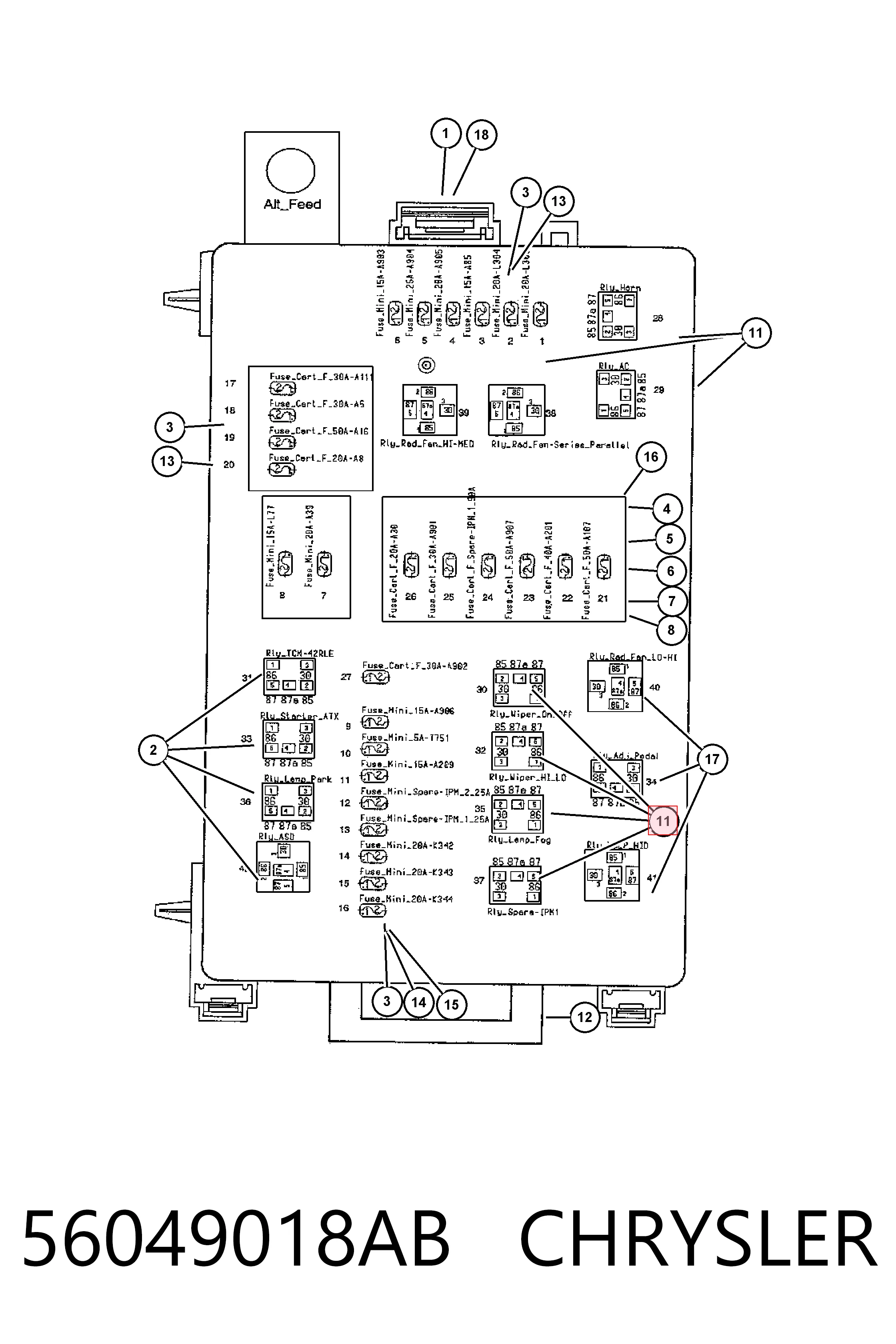 56049018AB Chrysler Relé eléctrico multifuncional