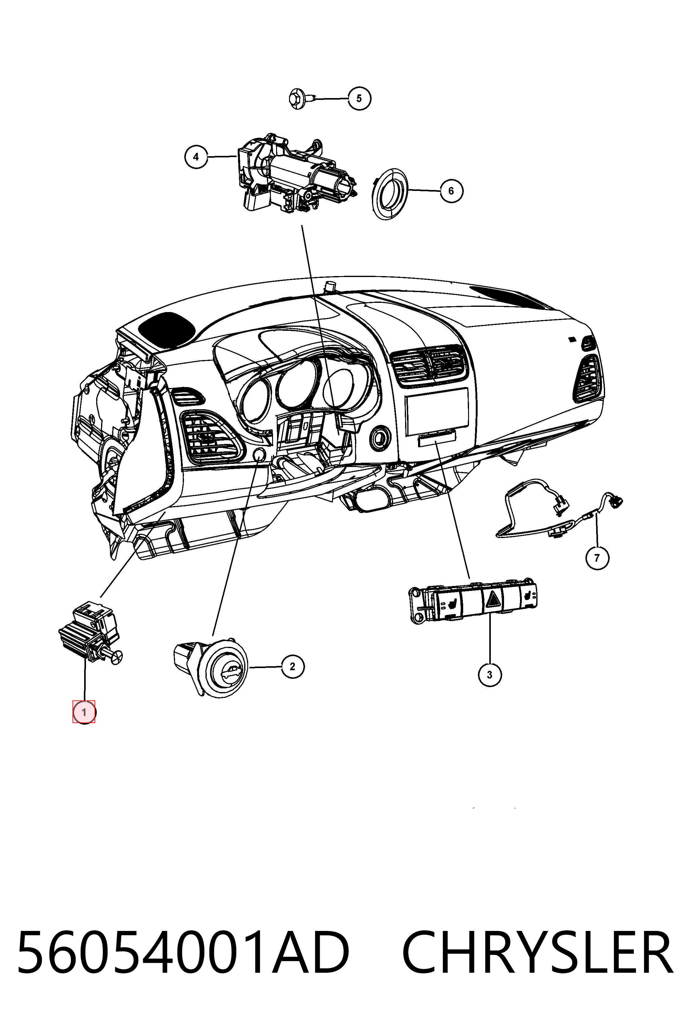 56054001AD Chrysler Interruptor luces de freno