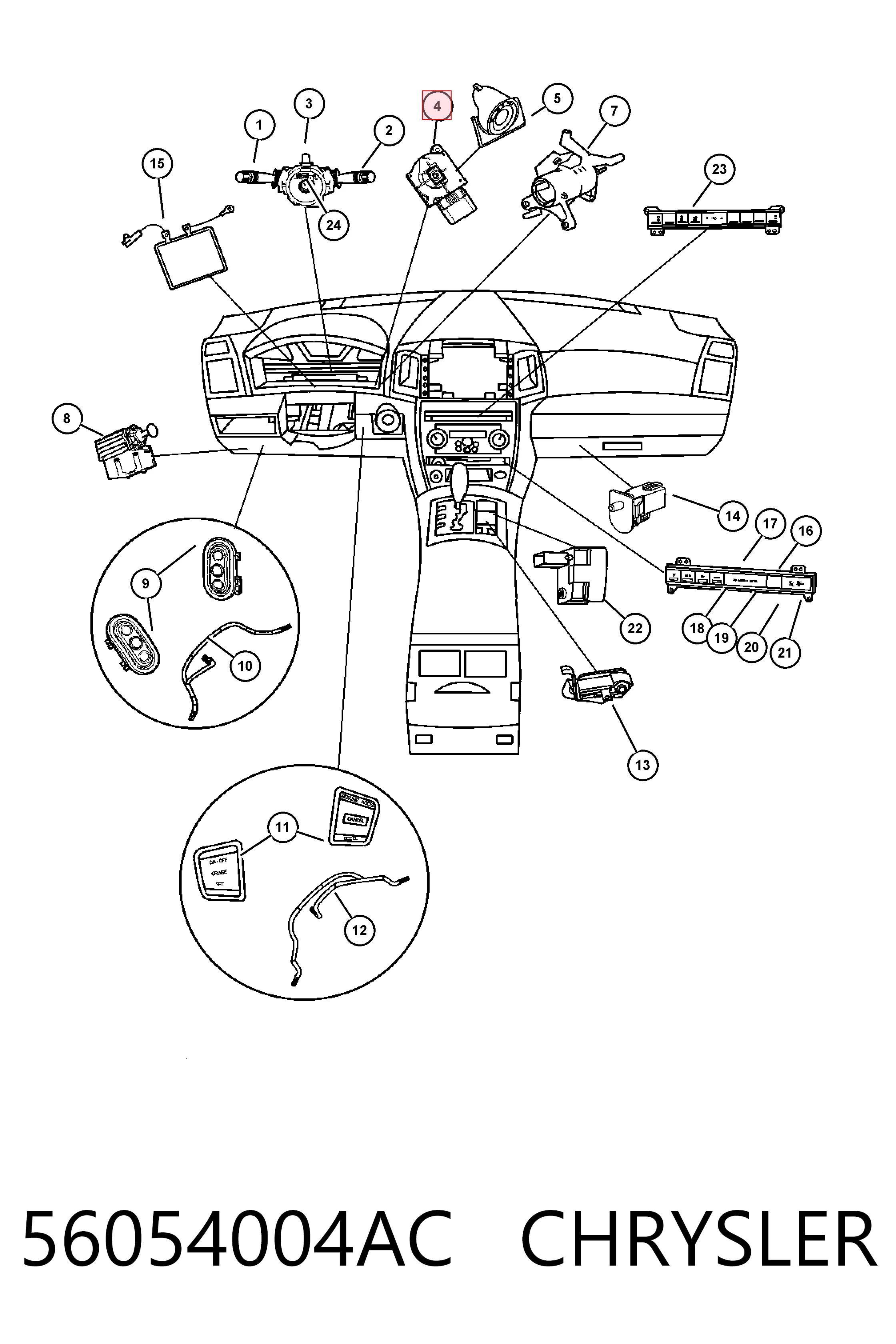 56054004AC Chrysler Interruptor de encendido