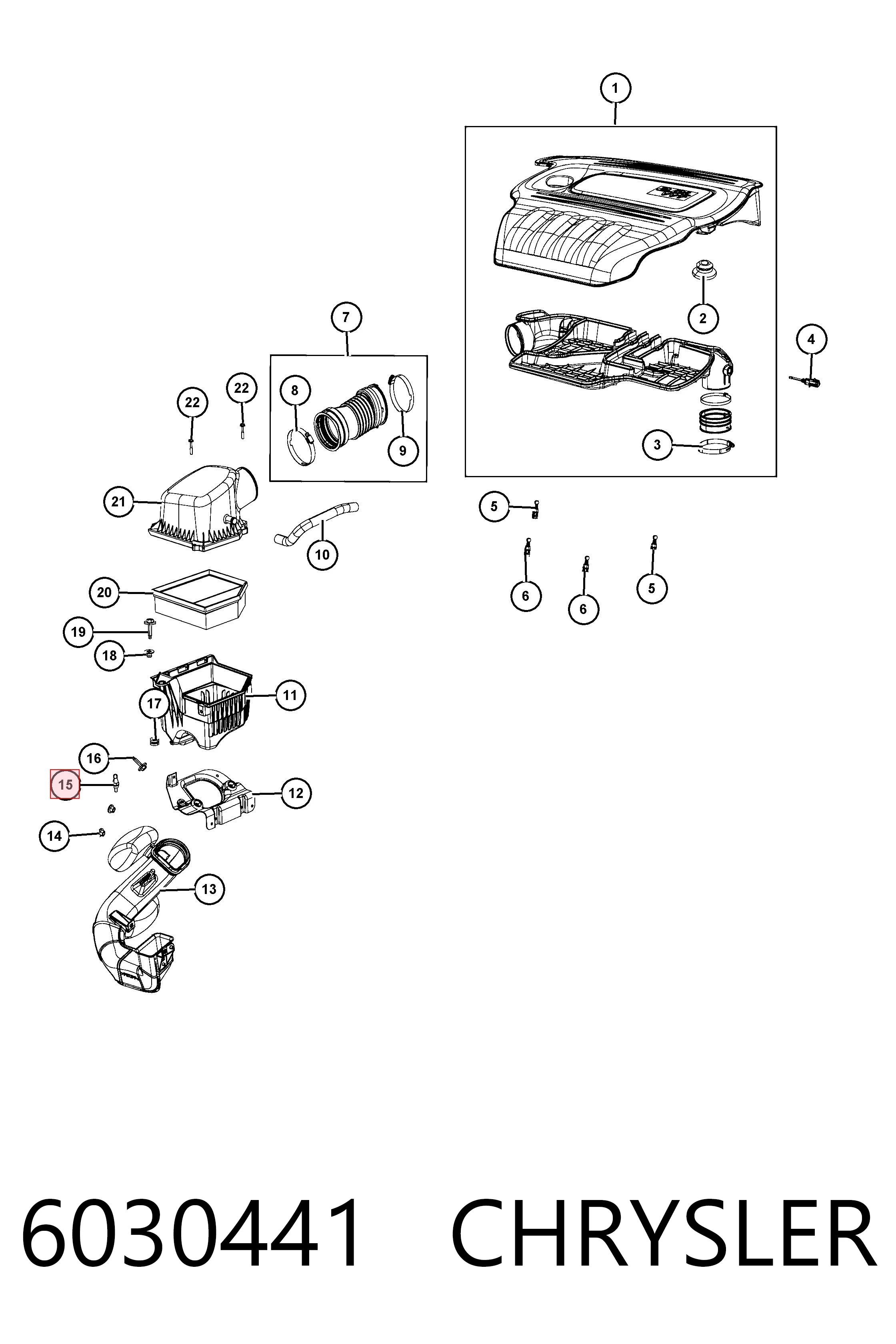 6030441 Chrysler Clip de fijación de parachoques trasero