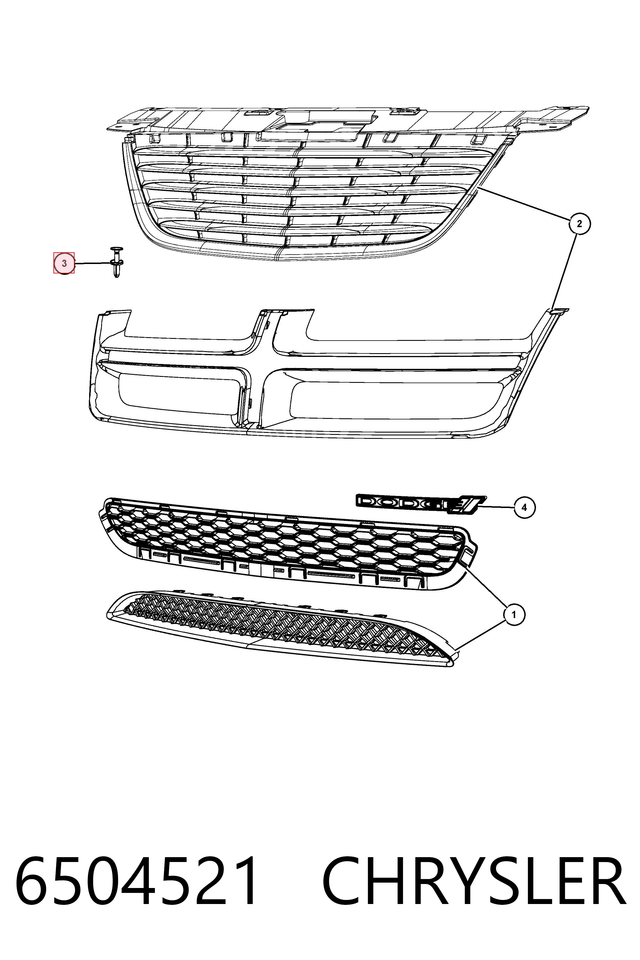 6504521 Chrysler Clips de montaje parachoques delantero