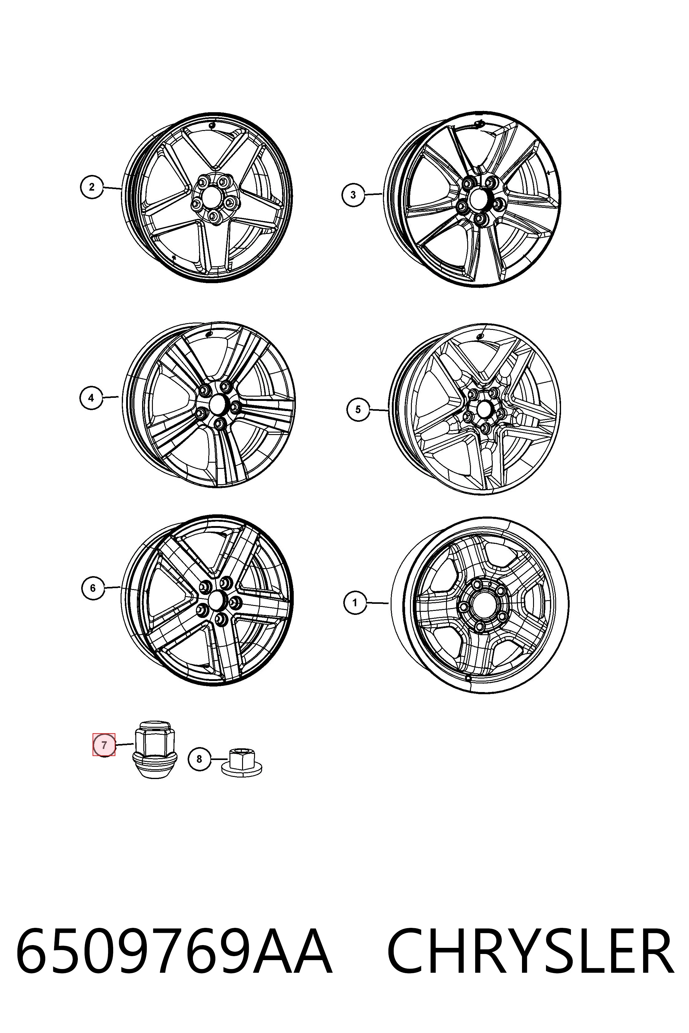 K06509769AA Fiat/Alfa/Lancia Perno de rueda